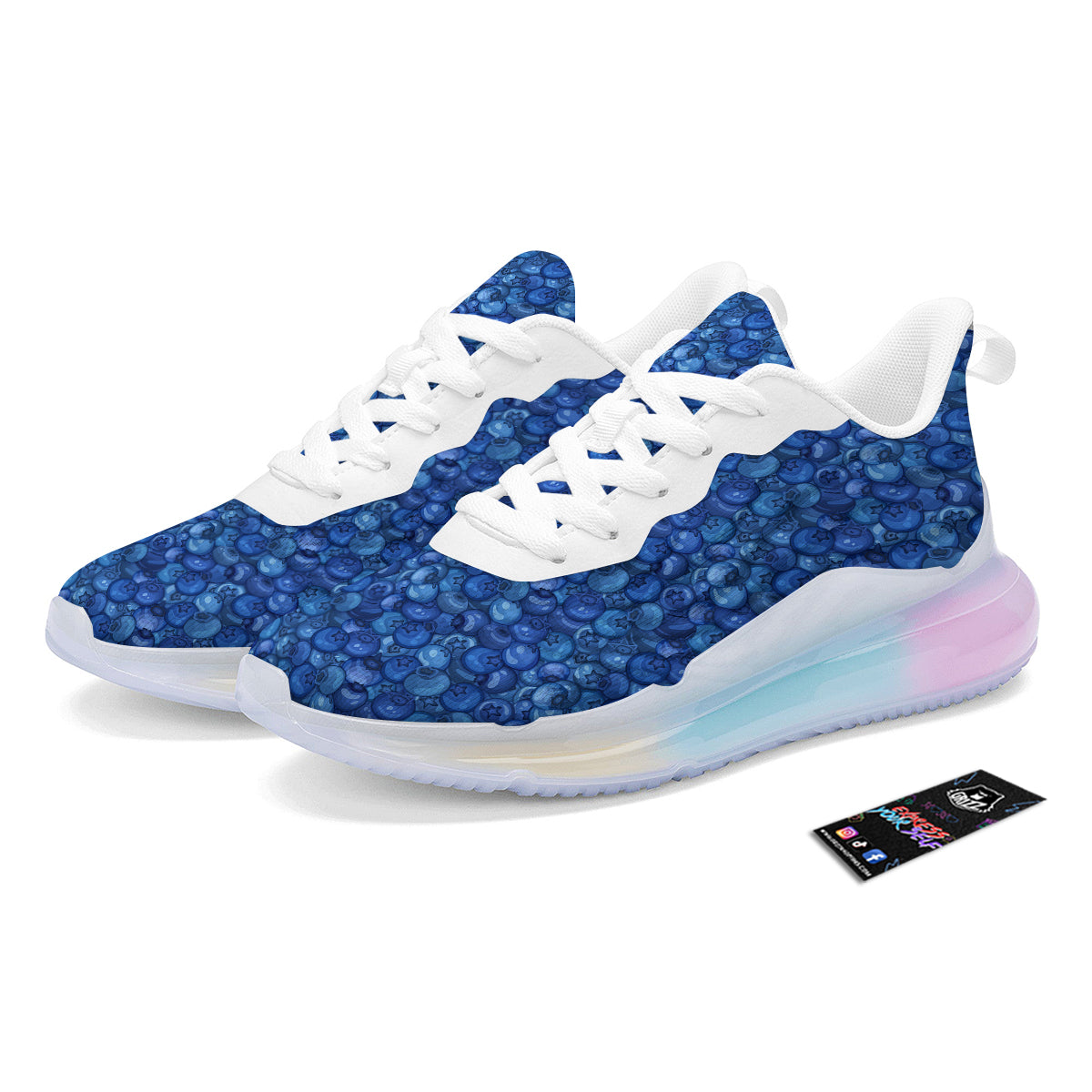 Blueberry Print Pattern Running Sneakers-grizzshop