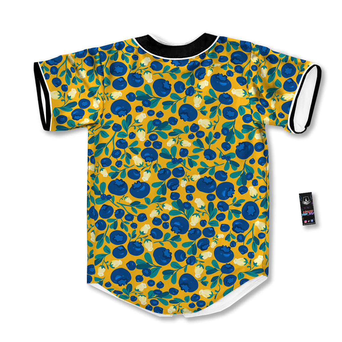Blueberry Yellow Print Pattern Baseball Jersey-grizzshop