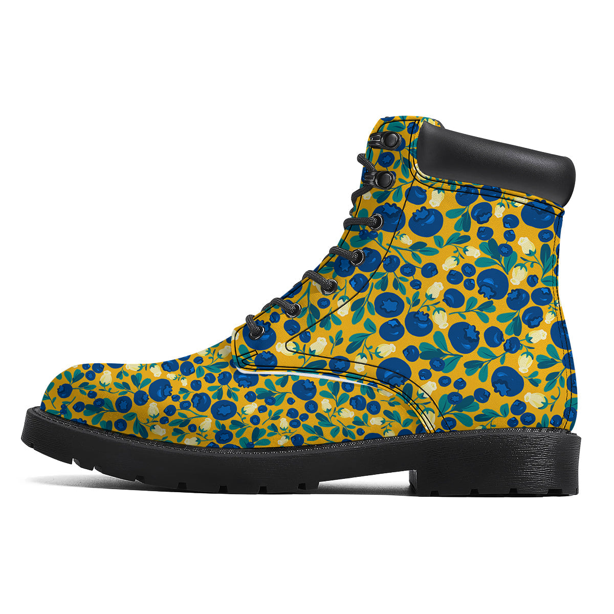 Blueberry Yellow Print Pattern Boots-grizzshop