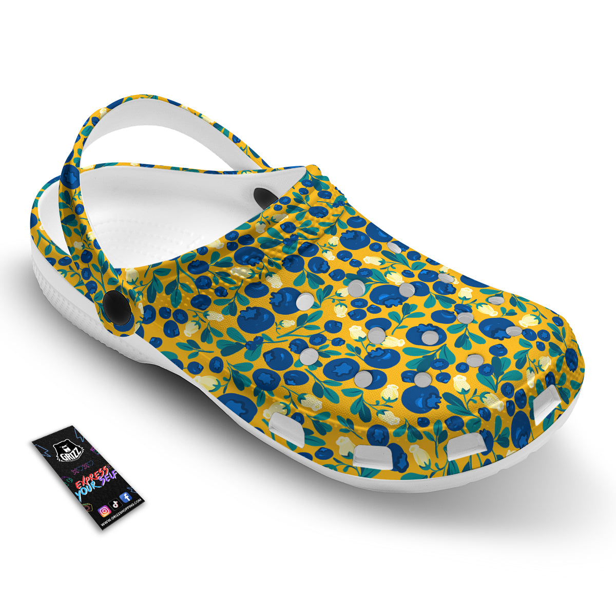 Blueberry Yellow Print Pattern Clog-grizzshop
