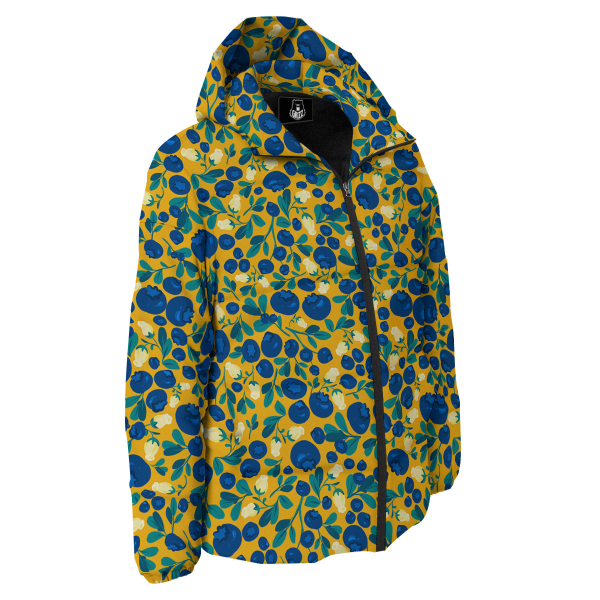 Blueberry Yellow Print Pattern Down Jacket-grizzshop