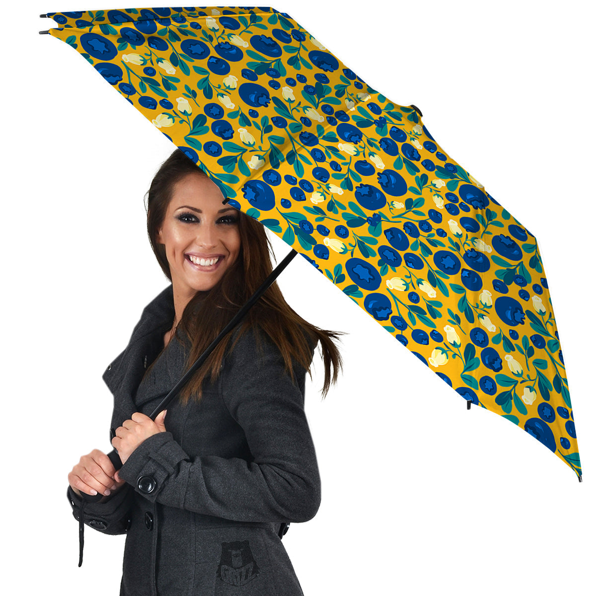 Blueberry Yellow Print Pattern Umbrella-grizzshop