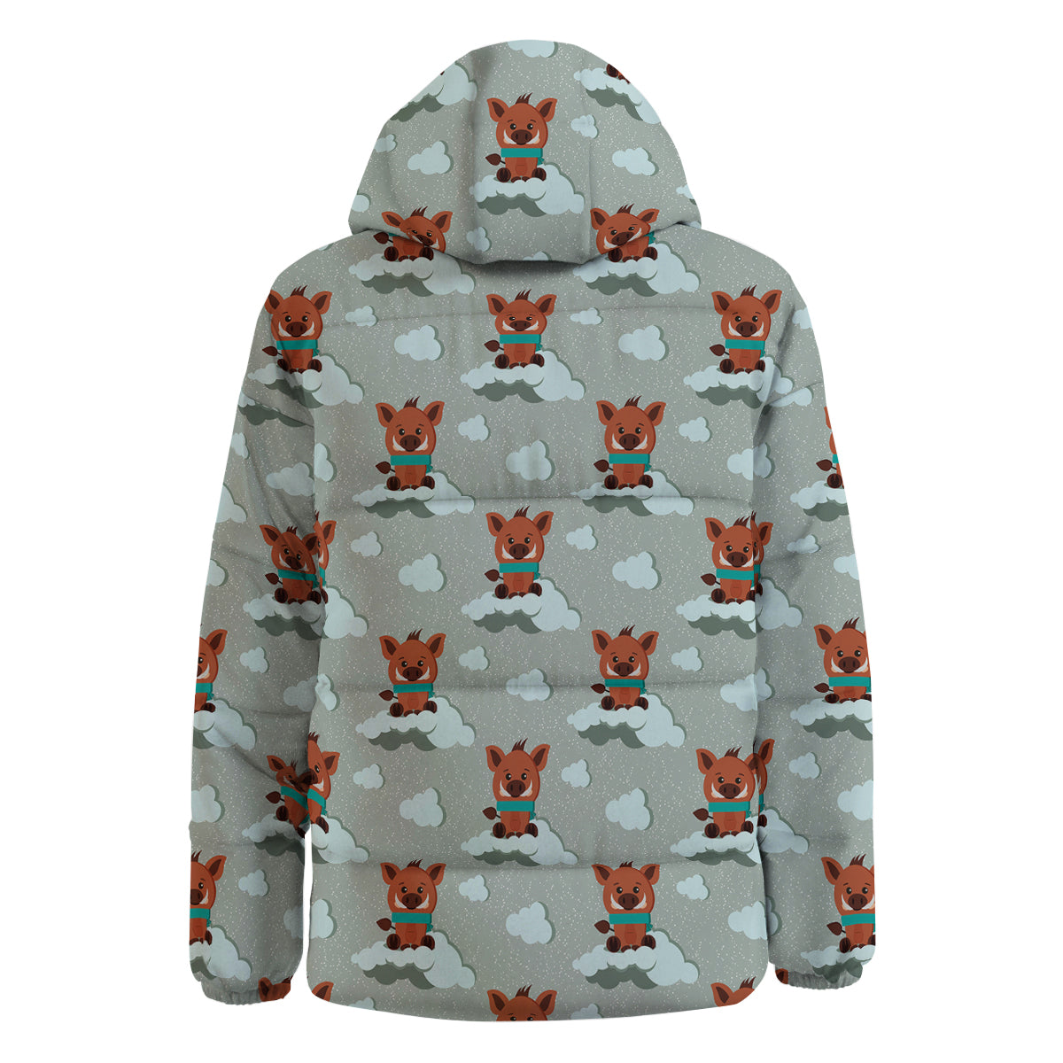 Boar And Cloud Print Pattern Down Jacket-grizzshop