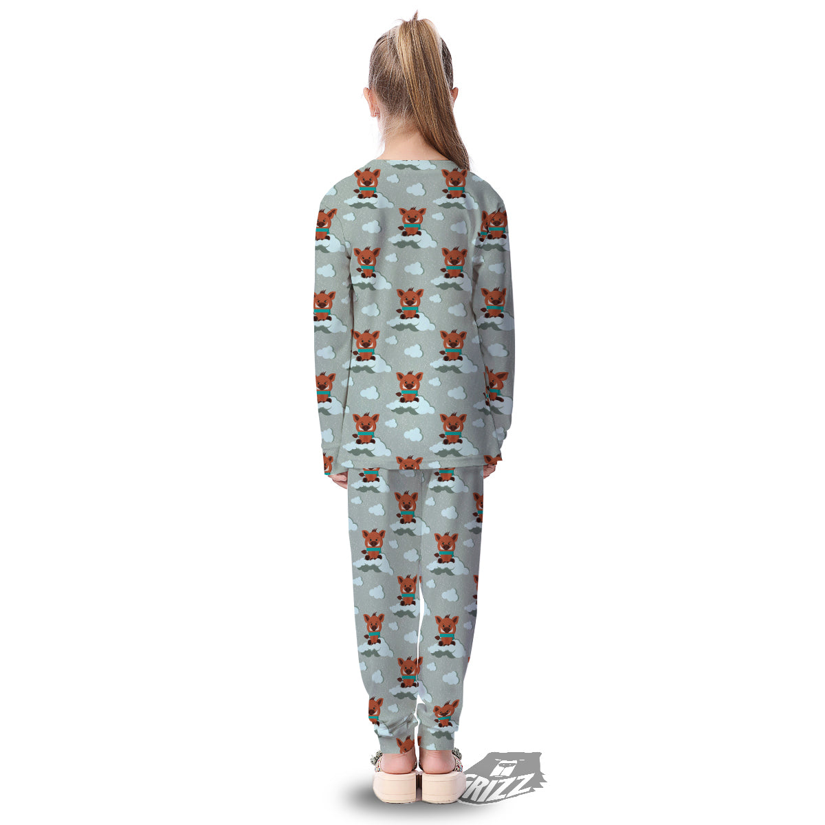 Boar And Cloud Print Pattern Kid's Pajamas-grizzshop