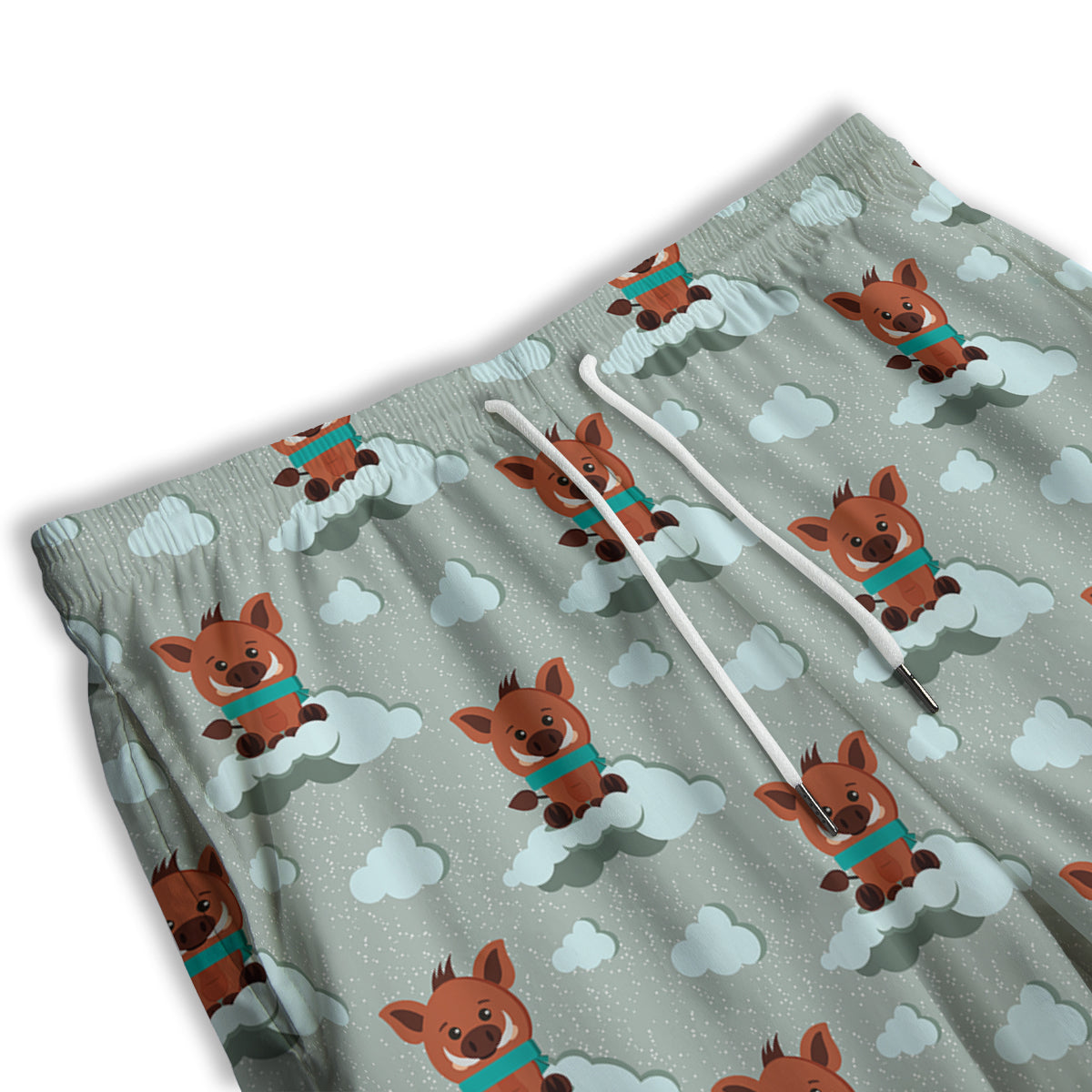 Boar And Cloud Print Pattern Men's Athletic Shorts