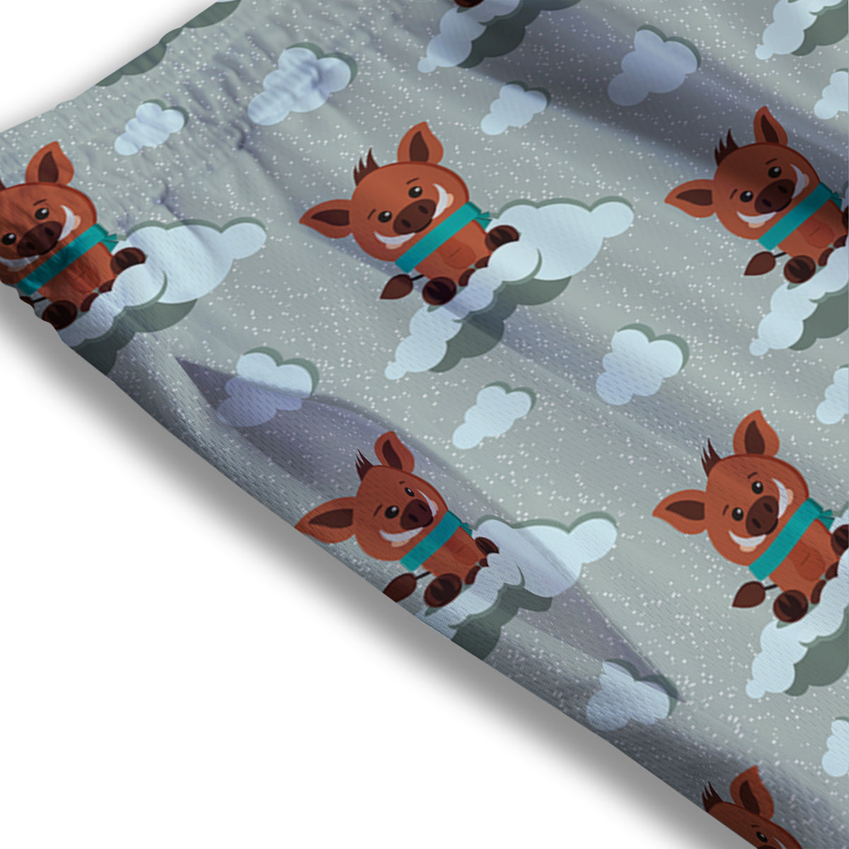 Boar And Cloud Print Pattern Mesh Shorts-grizzshop