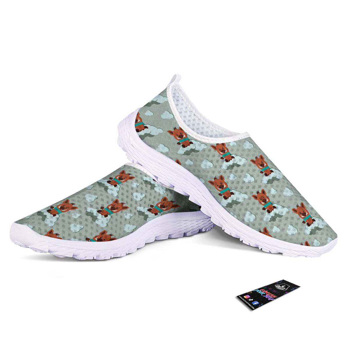 Boar And Cloud Print Pattern Nurse Shoes-grizzshop