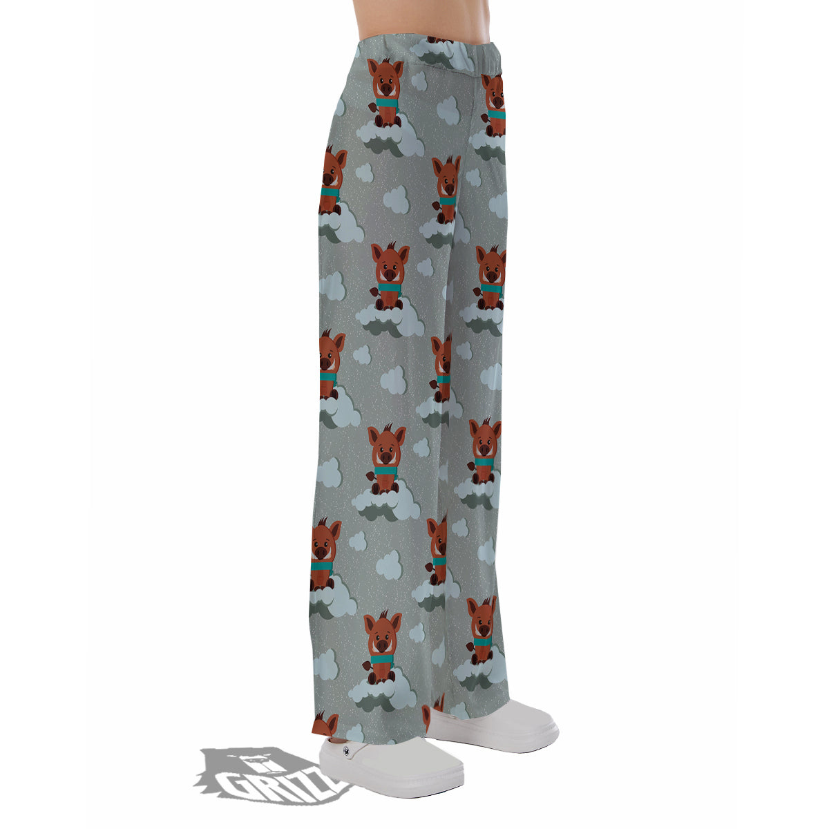 Boar And Cloud Print Pattern Pajama Pants-grizzshop