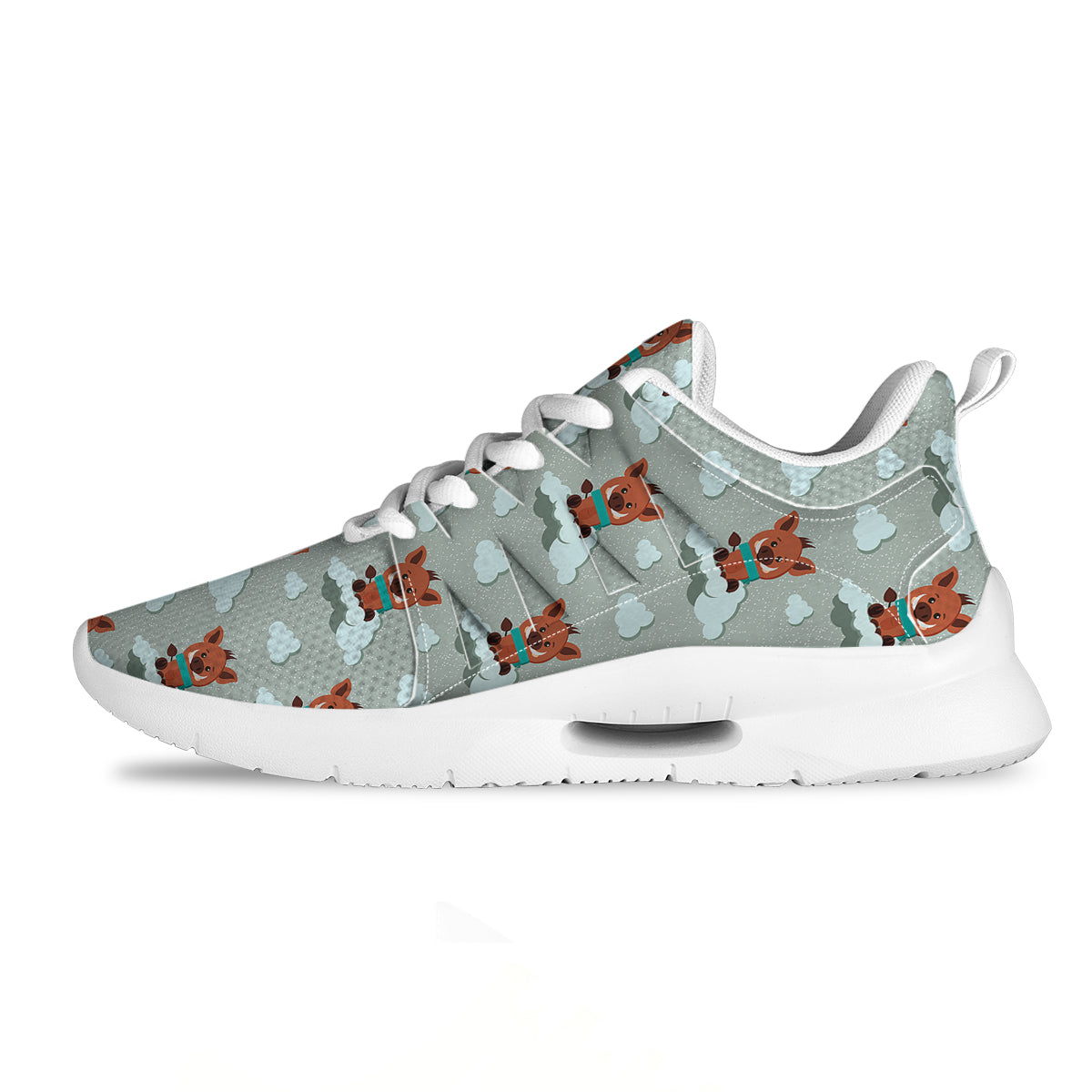 Boar And Cloud Print Pattern Tennis Shoes-grizzshop