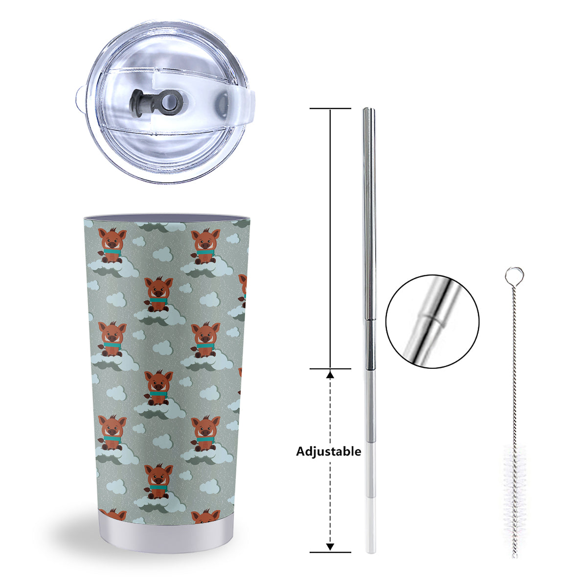 Boar And Cloud Print Pattern Tumbler-grizzshop