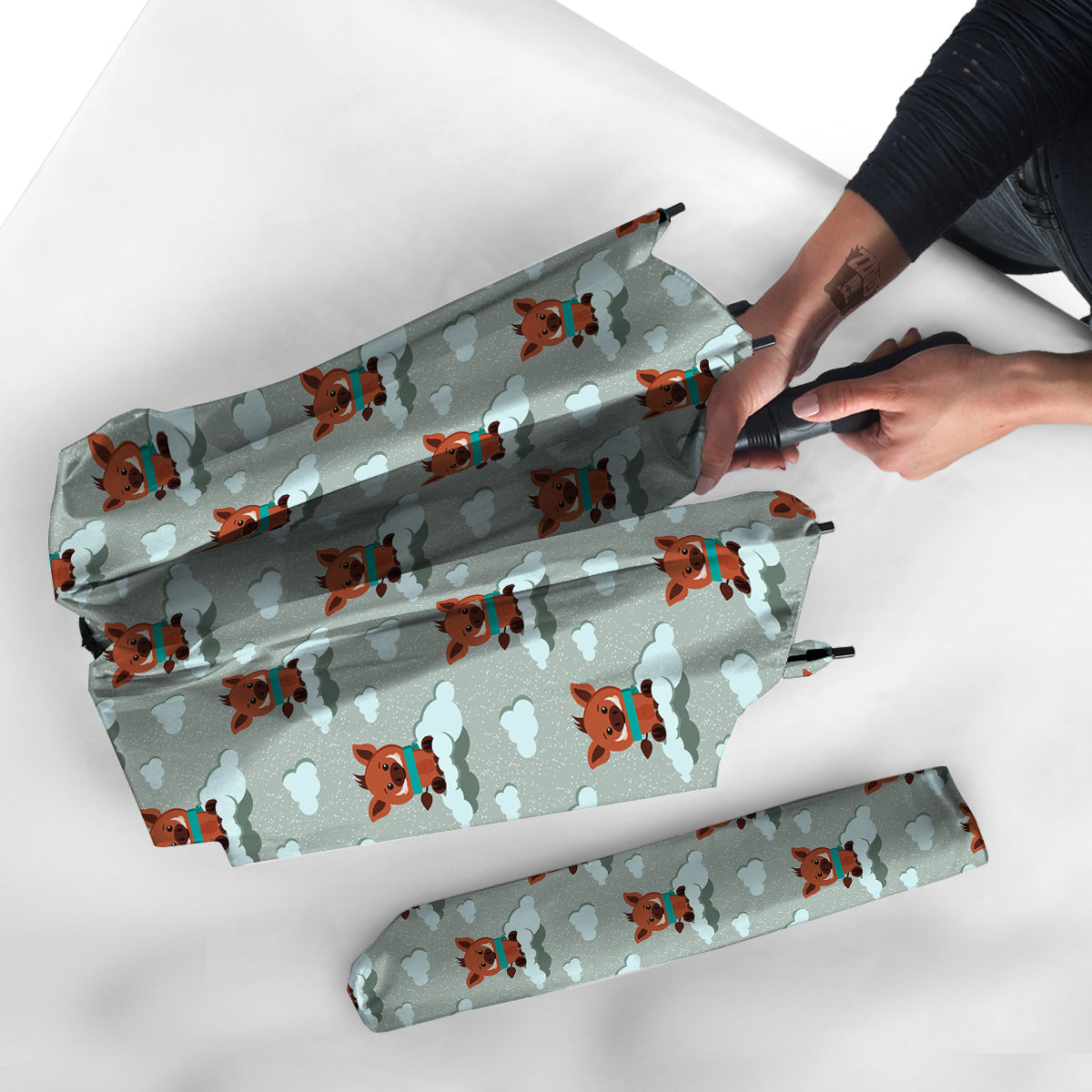 Boar And Cloud Print Pattern Umbrella-grizzshop