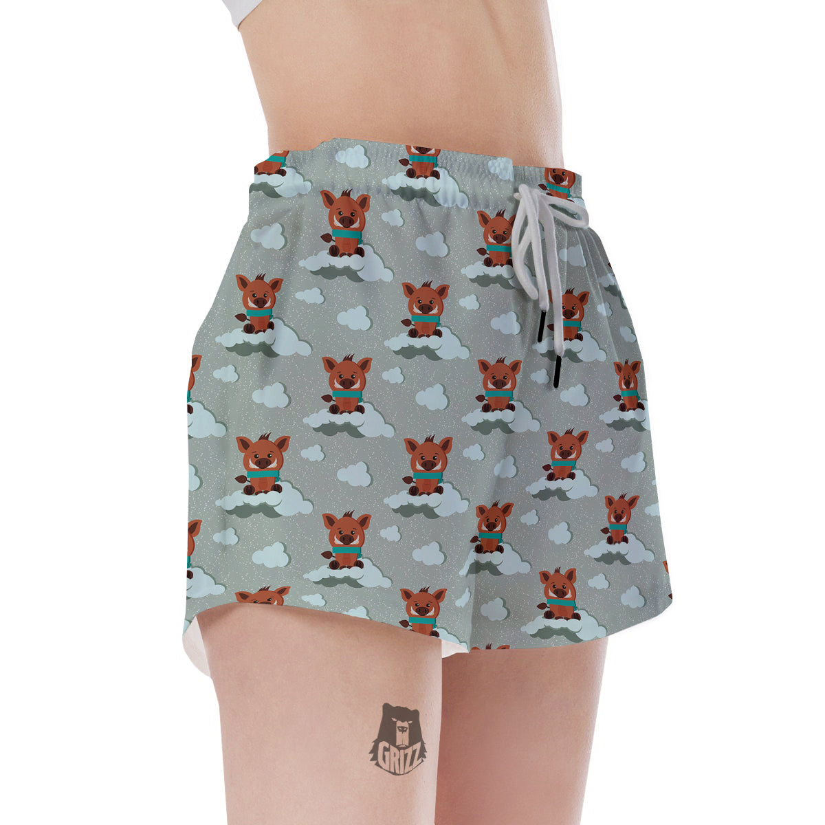 Boar And Cloud Print Pattern Women's Shorts-grizzshop