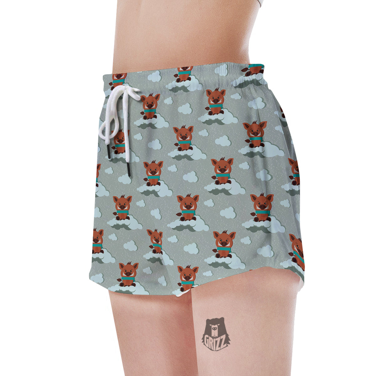 Boar And Cloud Print Pattern Women's Shorts-grizzshop