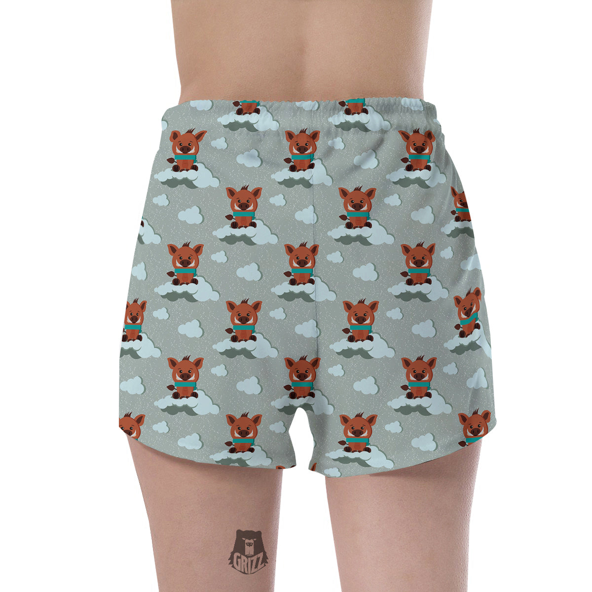 Boar And Cloud Print Pattern Women's Shorts-grizzshop