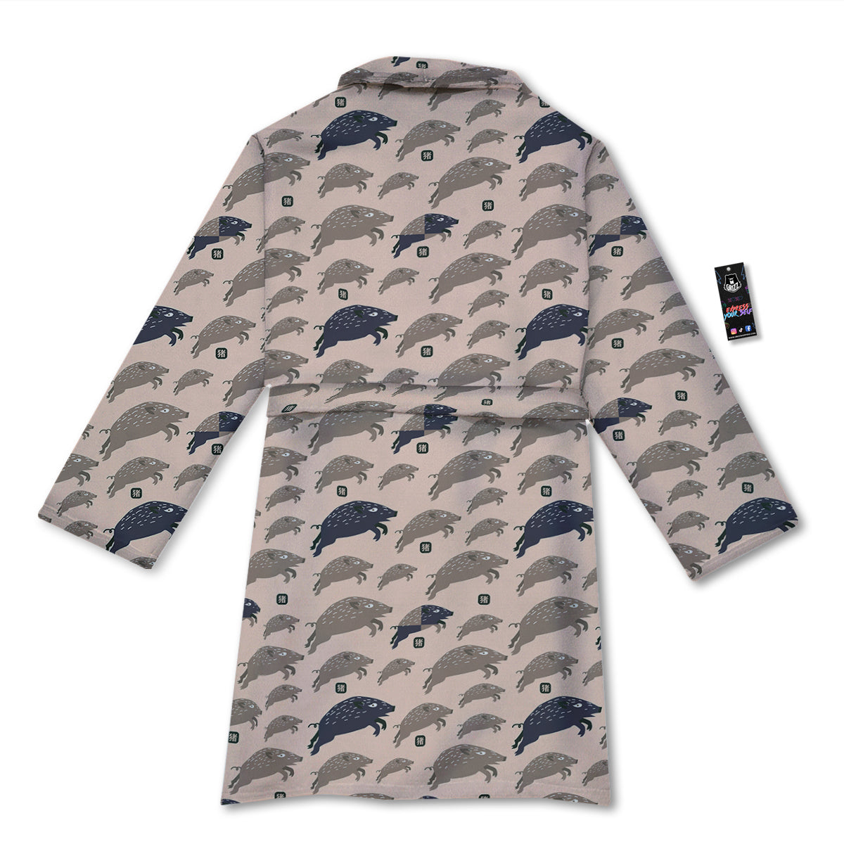 Boar Jumping Print Pattern Bathrobe-grizzshop