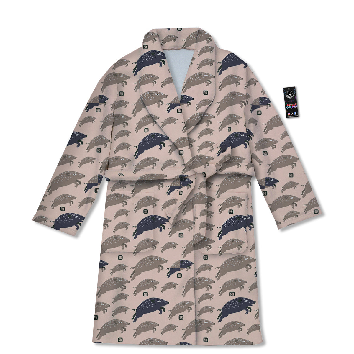 Boar Jumping Print Pattern Bathrobe-grizzshop