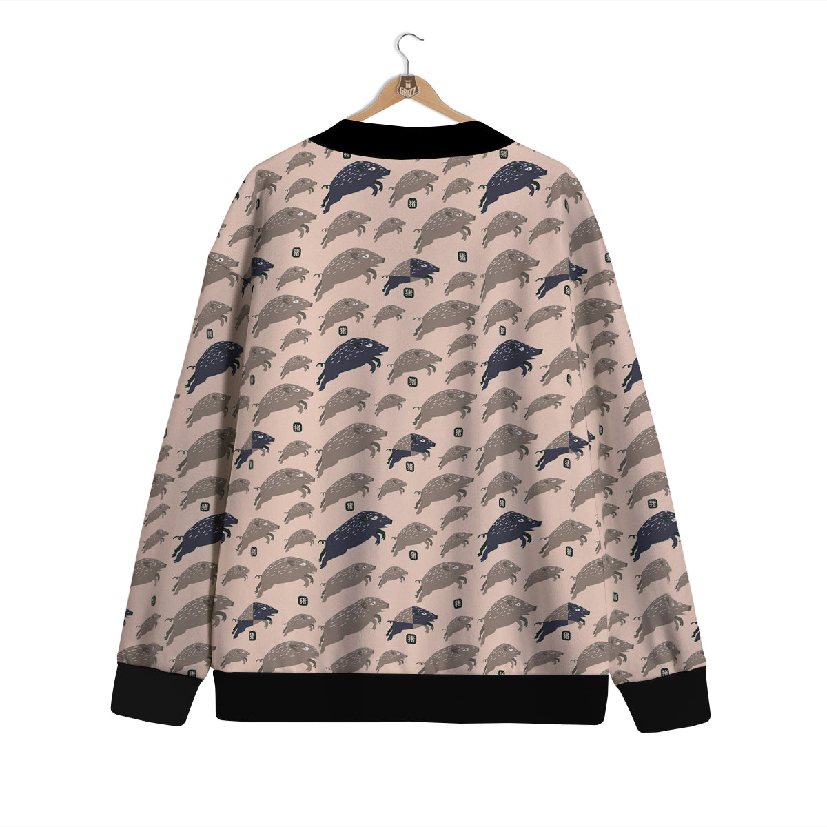 Boar Jumping Print Pattern Cardigan-grizzshop