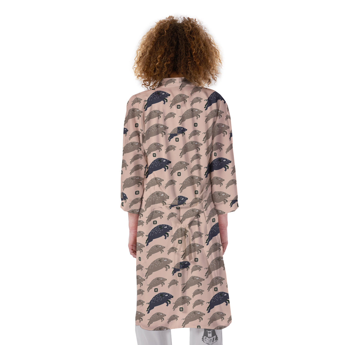 Boar Jumping Print Pattern Kimono-grizzshop