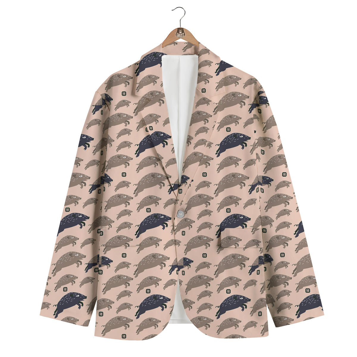 Boar Jumping Print Pattern Men's Blazer-grizzshop