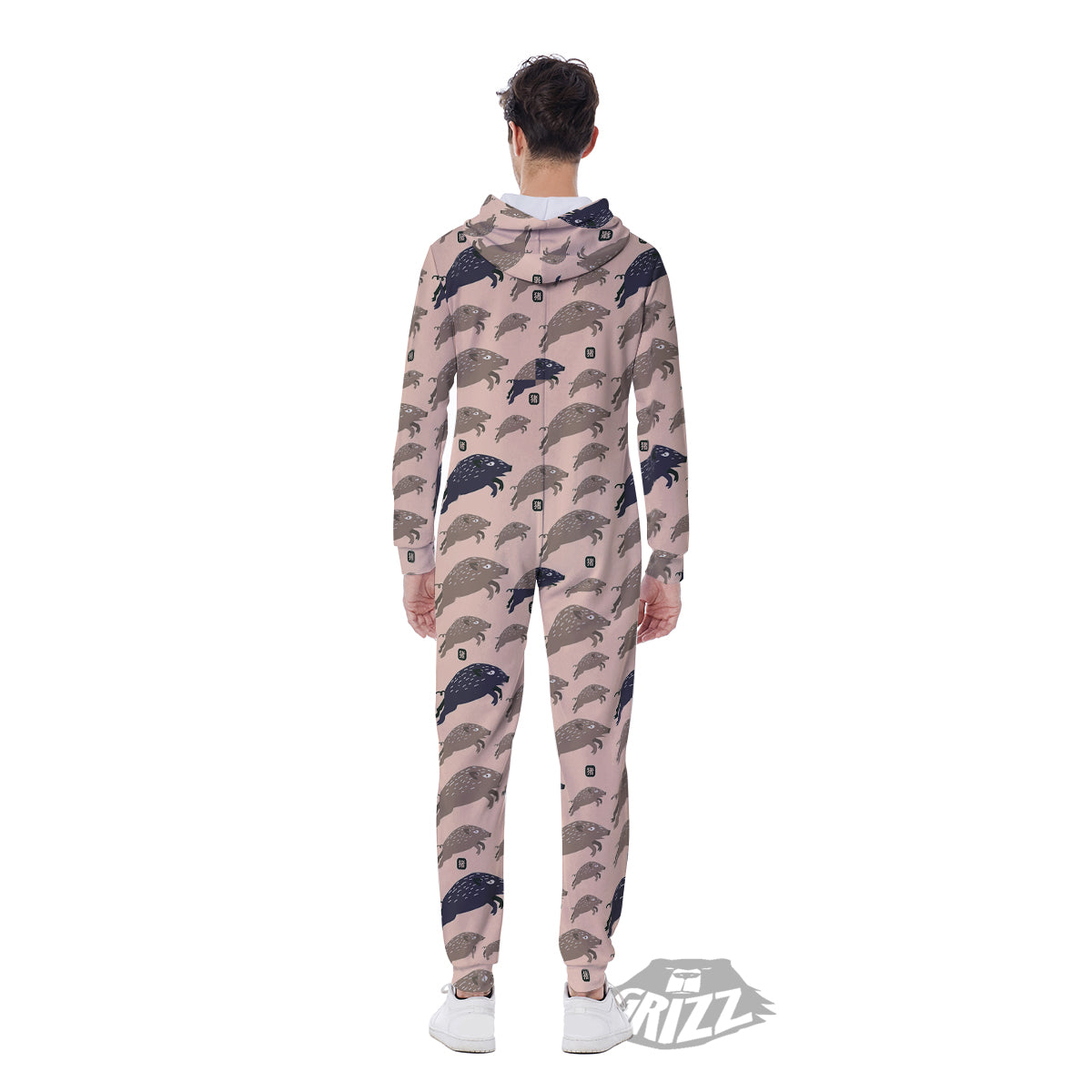 Boar Jumping Print Pattern Men's Jumpsuit-grizzshop