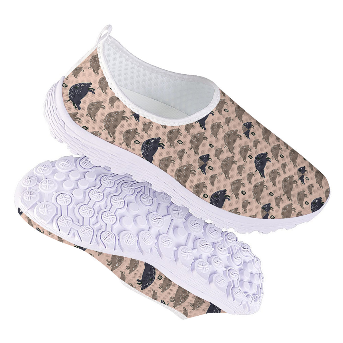 Boar Jumping Print Pattern Nurse Shoes-grizzshop