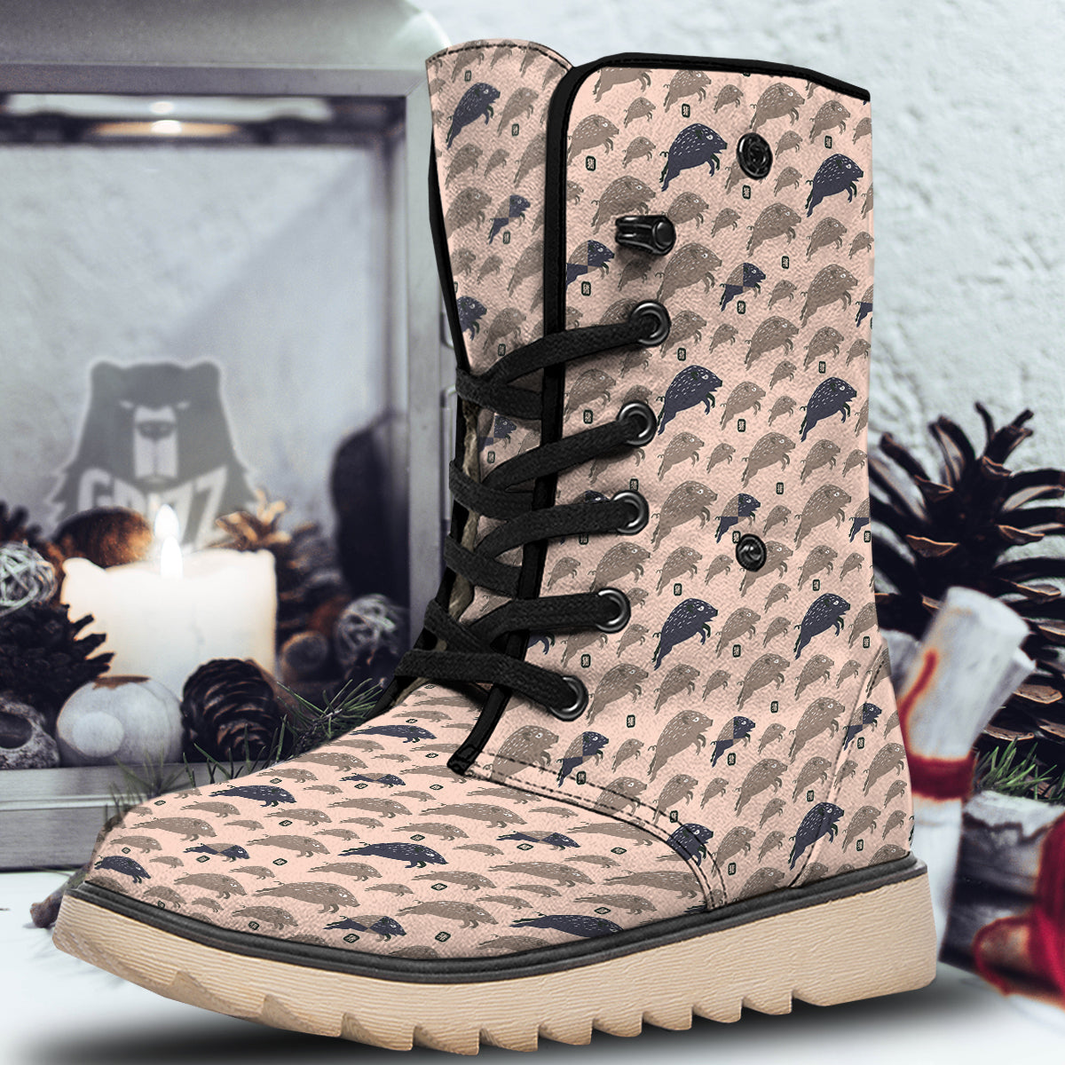 Boar Jumping Print Pattern Snow Boots-grizzshop