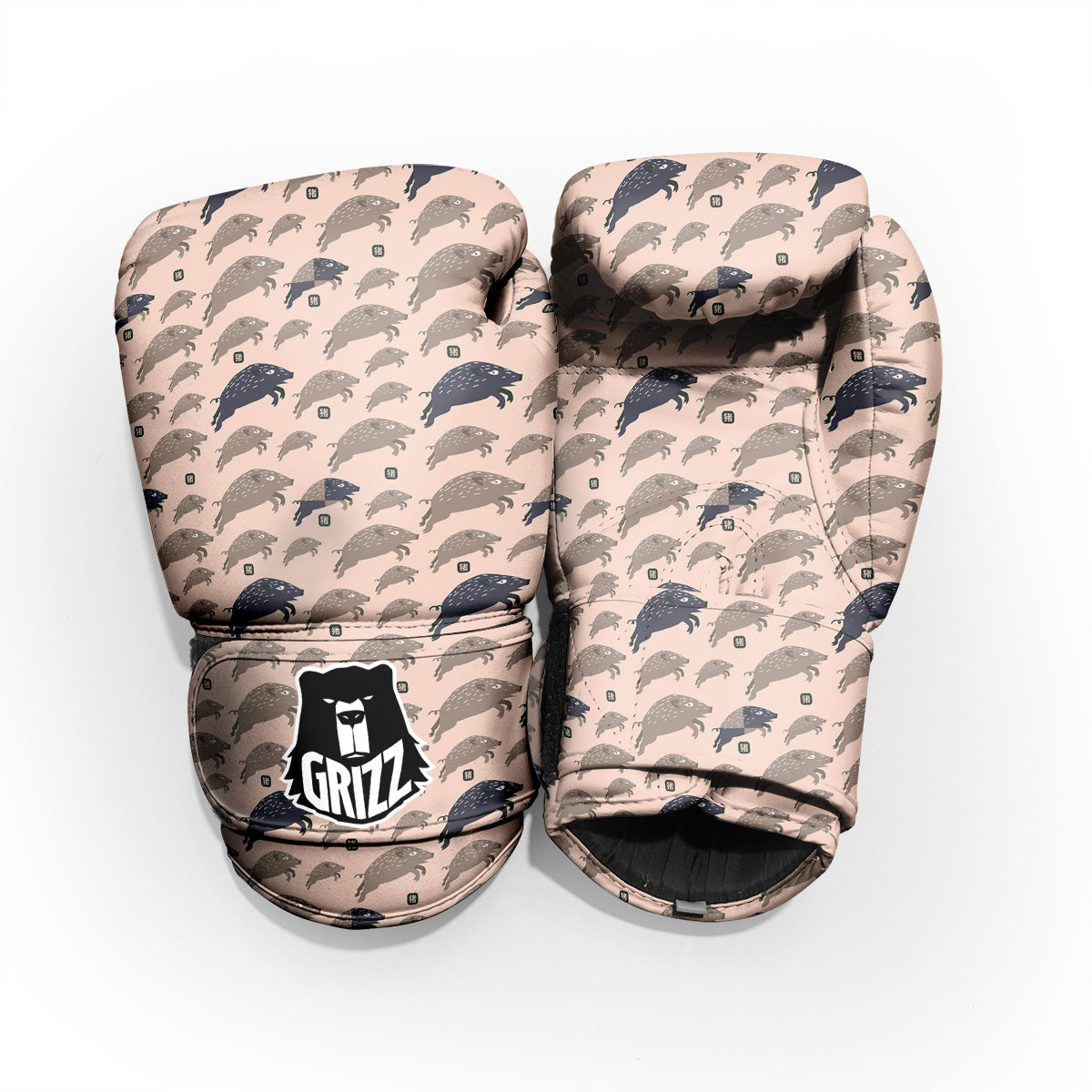 Boar Jumping Print Pattern Sparring Gloves-grizzshop