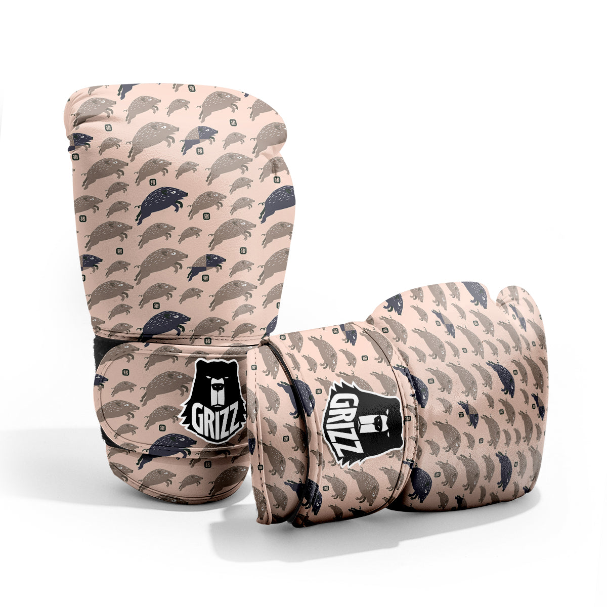 Boar Jumping Print Pattern Sparring Gloves-grizzshop