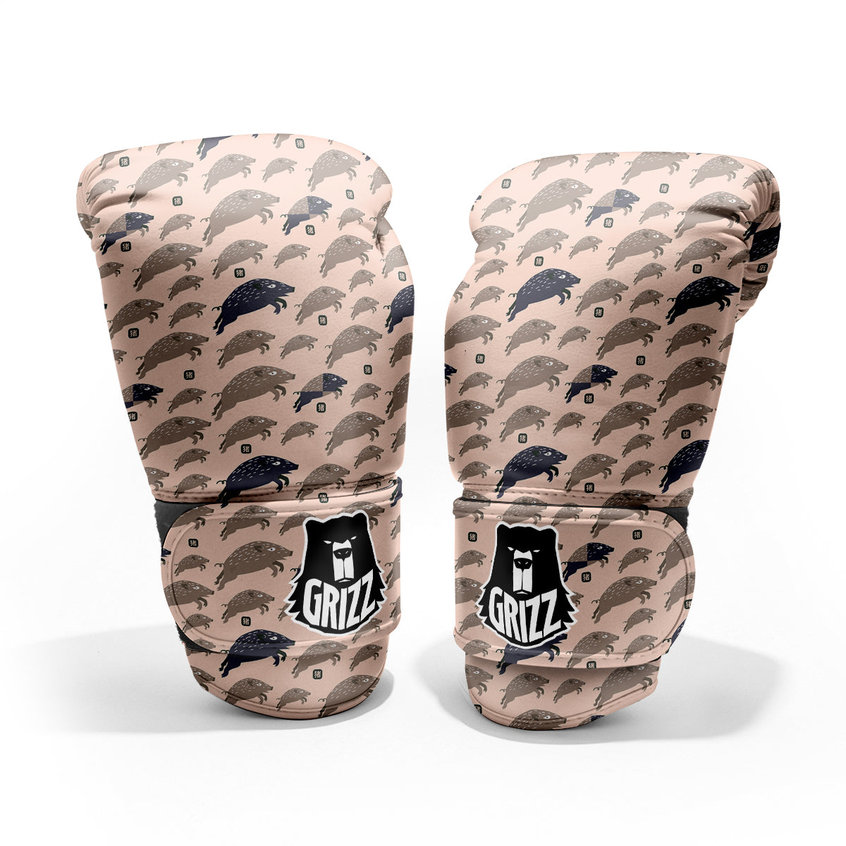 Boar Jumping Print Pattern Sparring Gloves-grizzshop