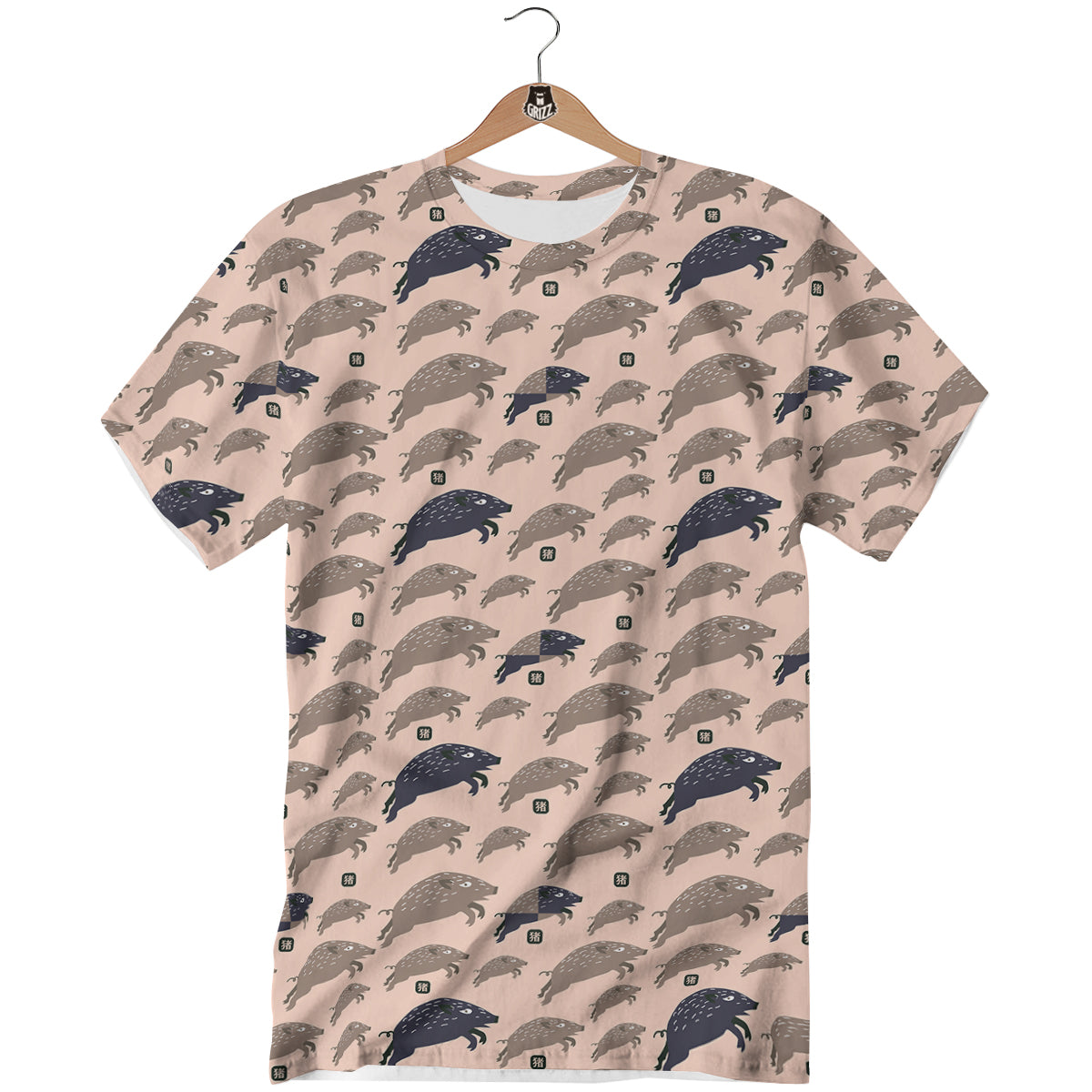 Boar Jumping Print Pattern T-Shirt-grizzshop