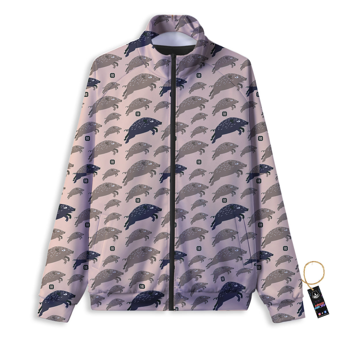 Boar Jumping Print Pattern Track Jacket-grizzshop