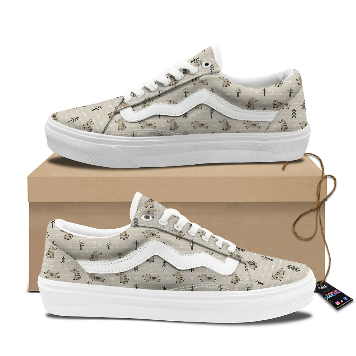 Boar Striped Print Pattern Skate Shoes-grizzshop