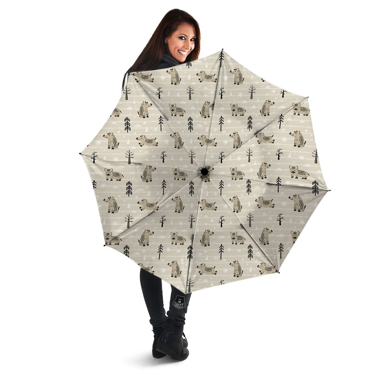 Boar Striped Print Pattern Umbrella-grizzshop