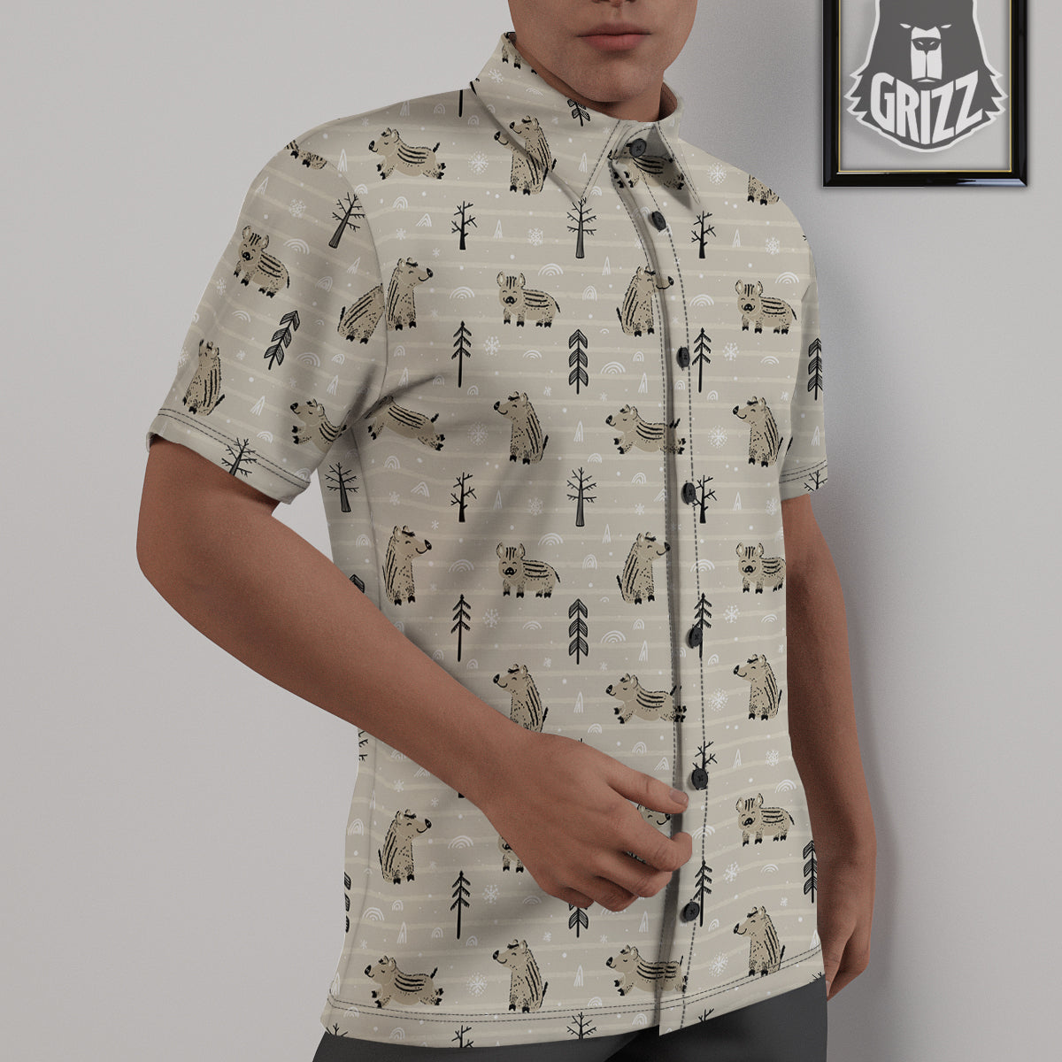 Boar Striped Print Pattern Untucked Shirts-grizzshop