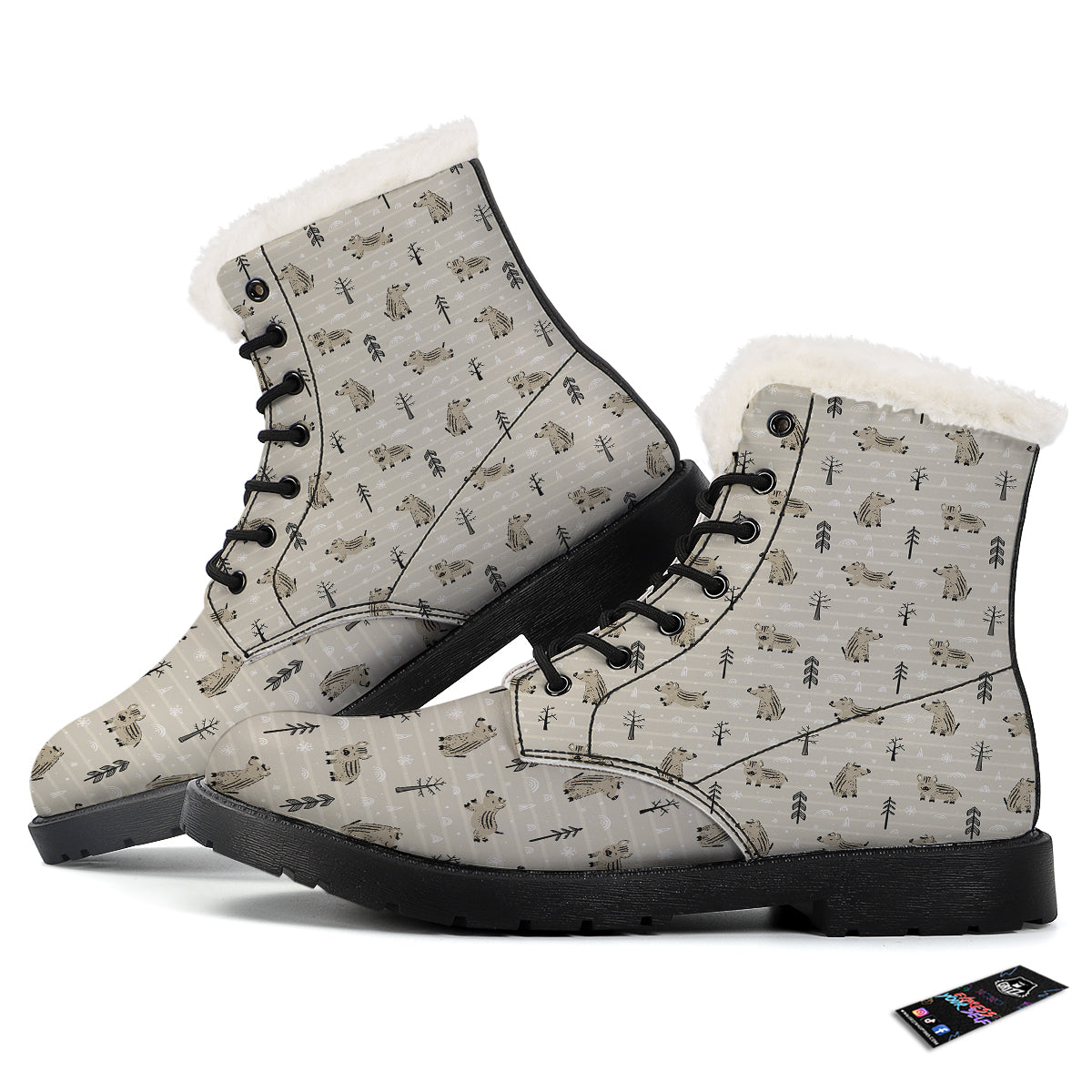 Boar Striped Print Pattern Winter Boots-grizzshop
