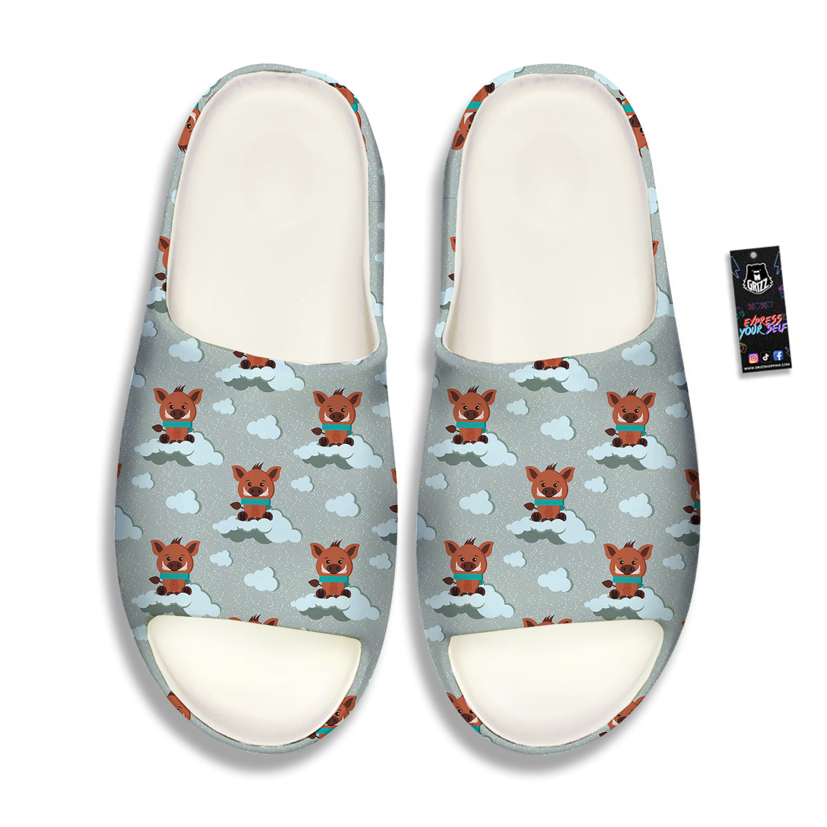 Boar And Cloud Print Pattern Sandals-grizzshop