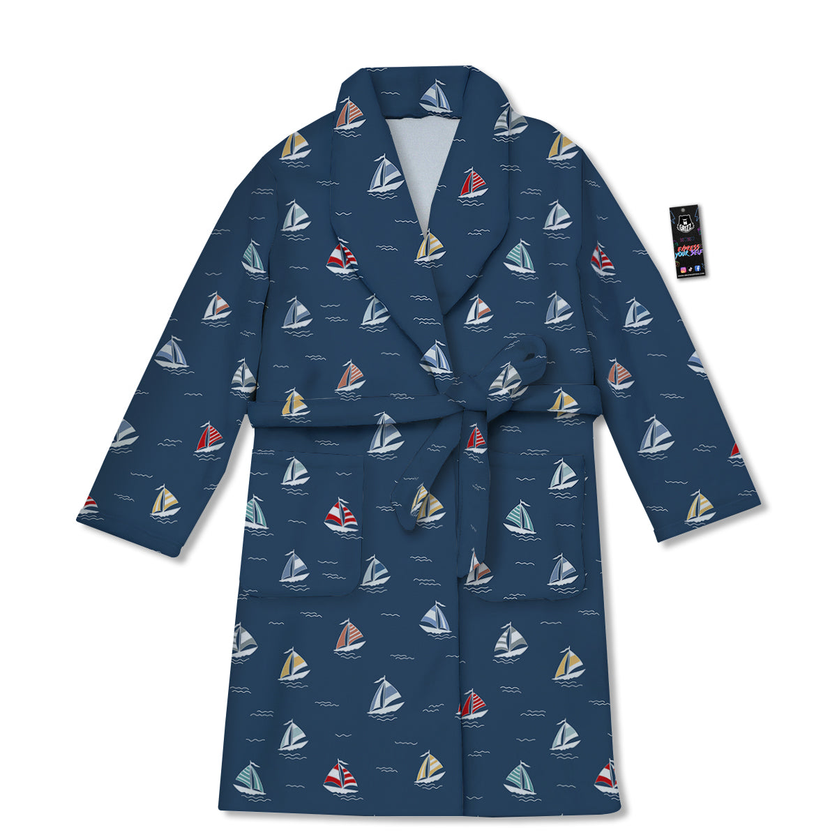 Boat Colorful Print Pattern Bathrobe-grizzshop