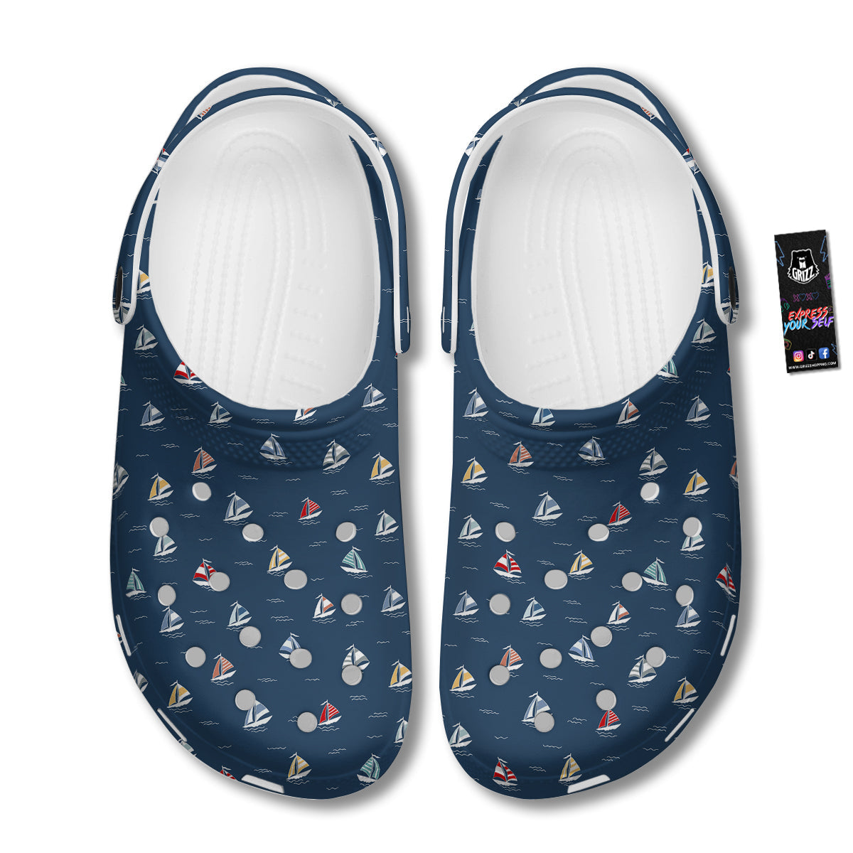 Boat Colorful Print Pattern Clog-grizzshop