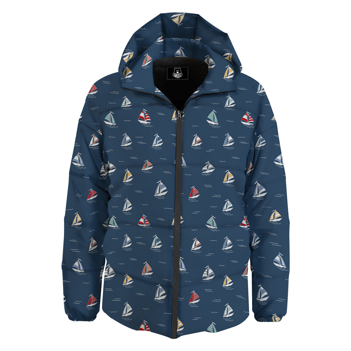 Boat Colorful Print Pattern Down Jacket-grizzshop
