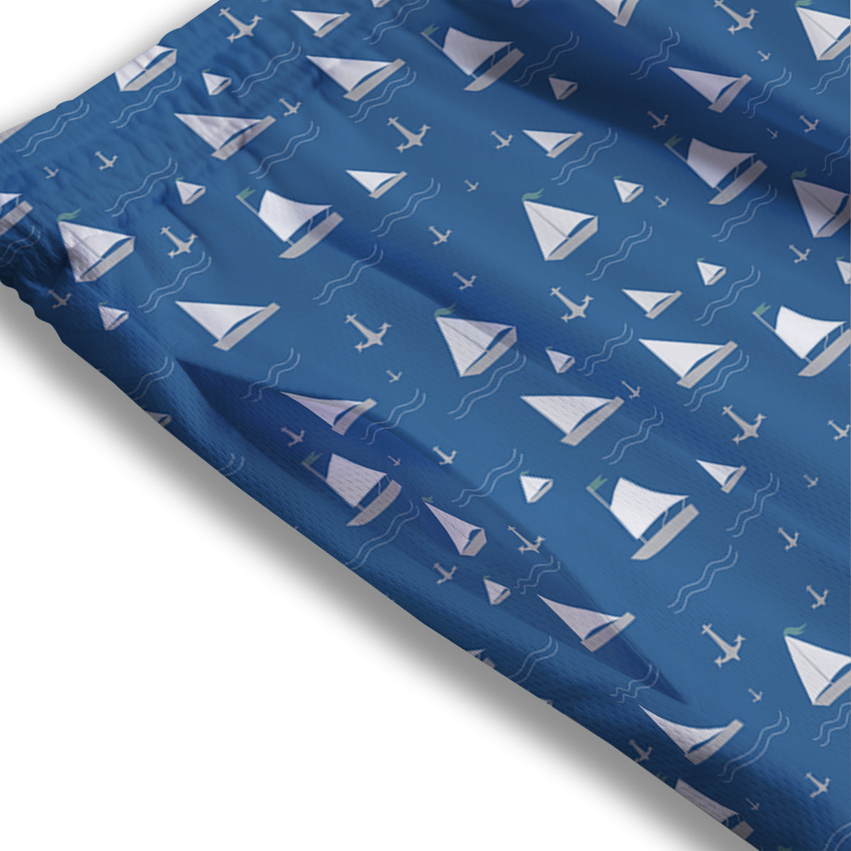 Boat Drawing Print Pattern Mesh Shorts-grizzshop
