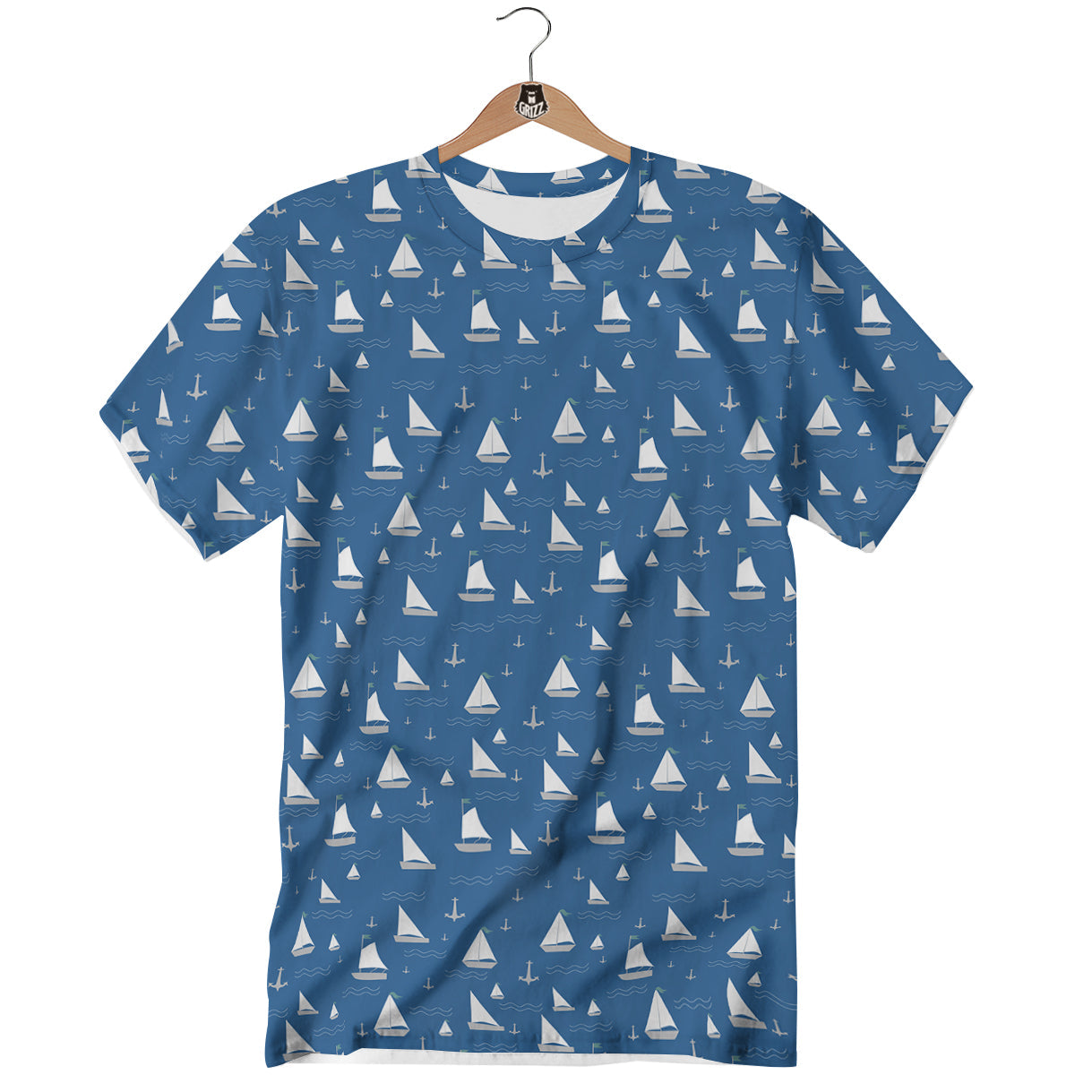Boat Drawing Print Pattern T-Shirt-grizzshop