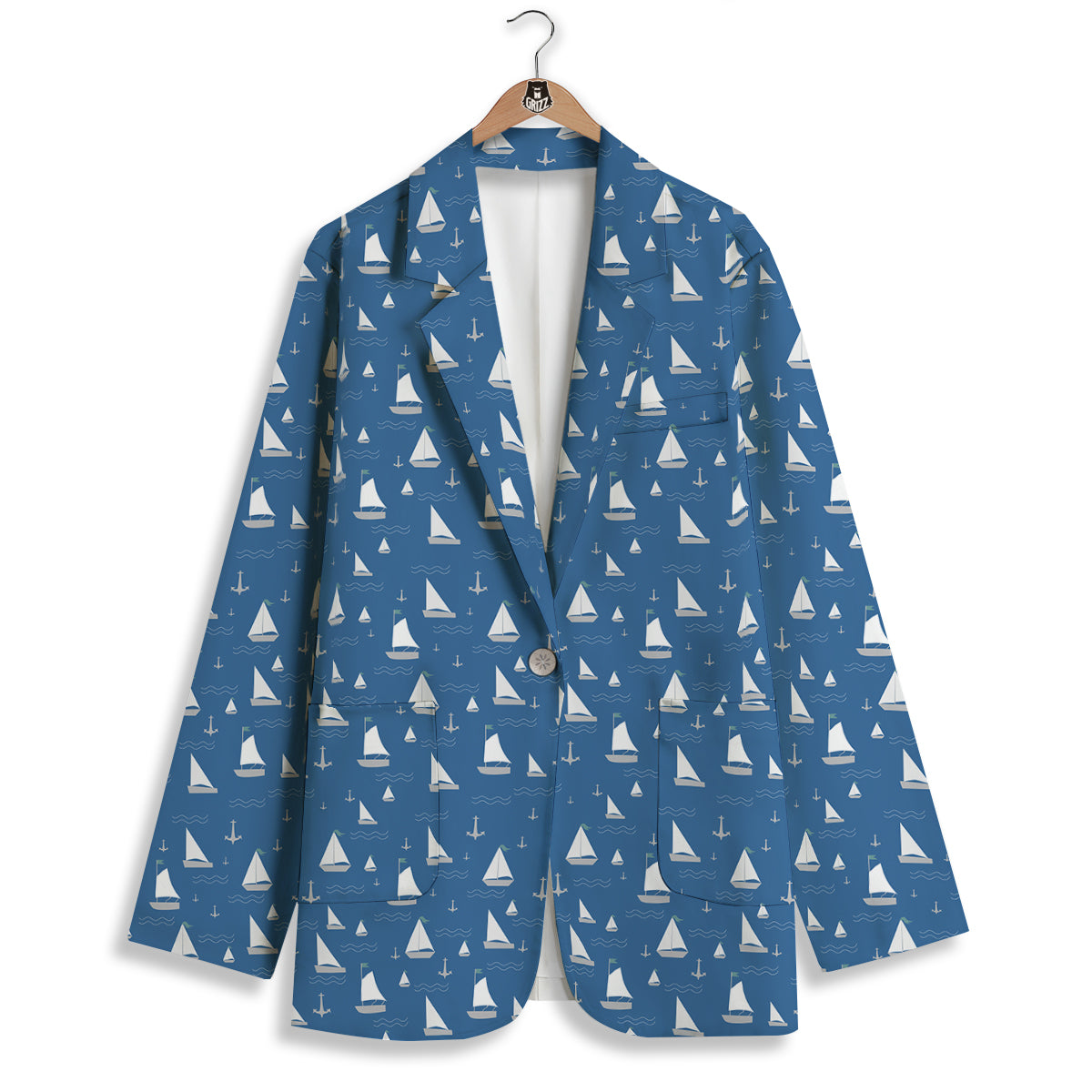 Boat Drawing Print Pattern Women's Blazer-grizzshop