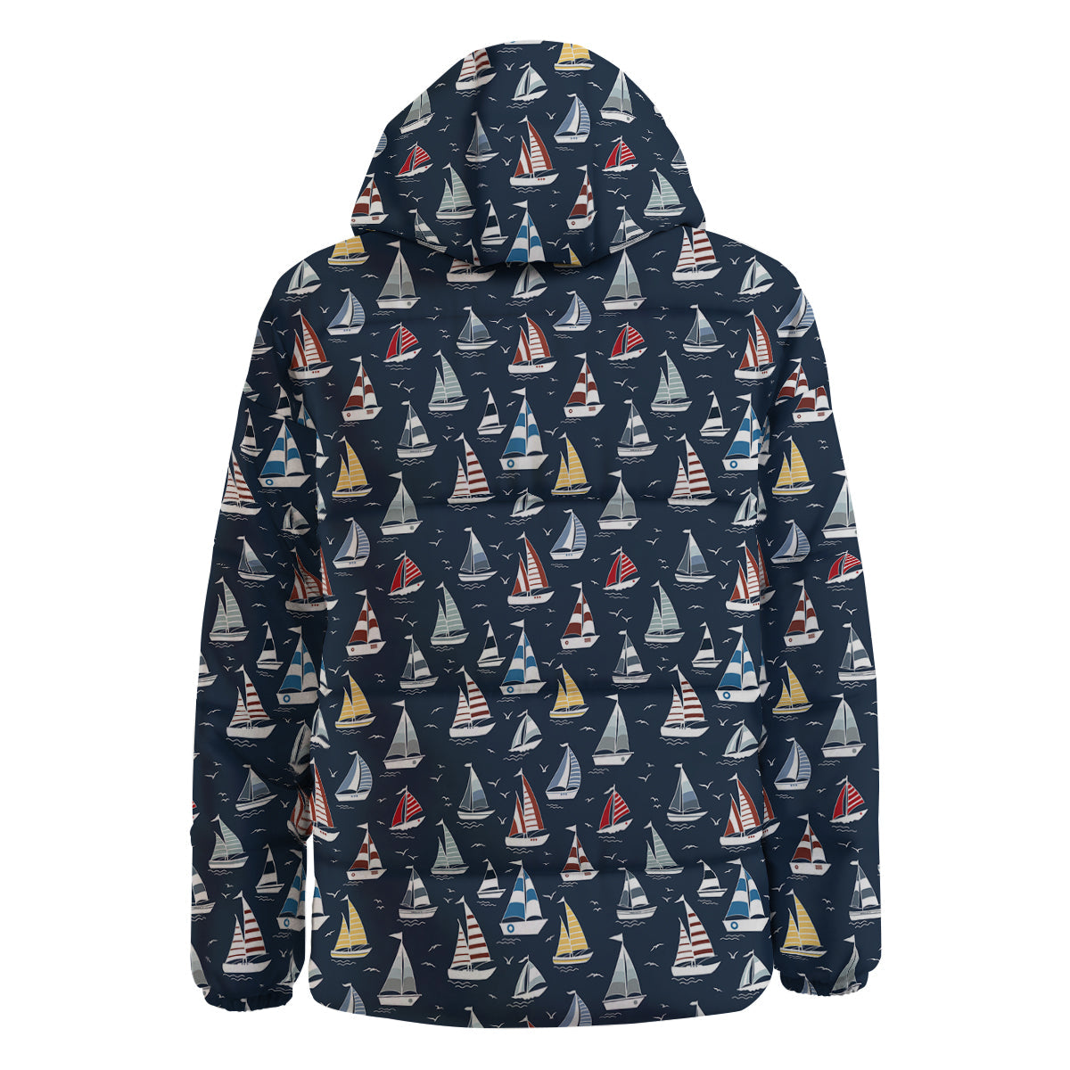 Boat On Sea Print Pattern Down Jacket-grizzshop