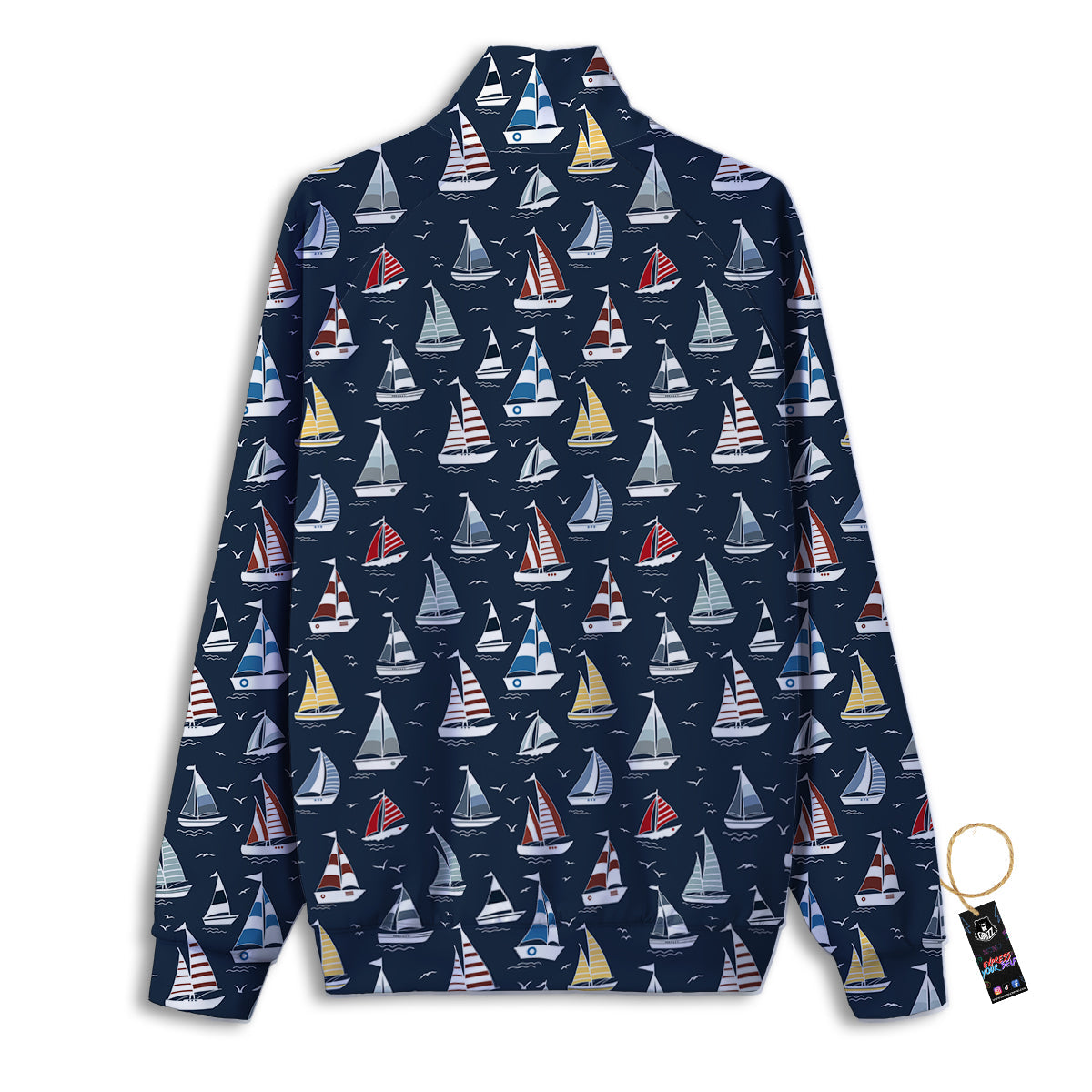 Boat On Sea Print Pattern Track Jacket-grizzshop