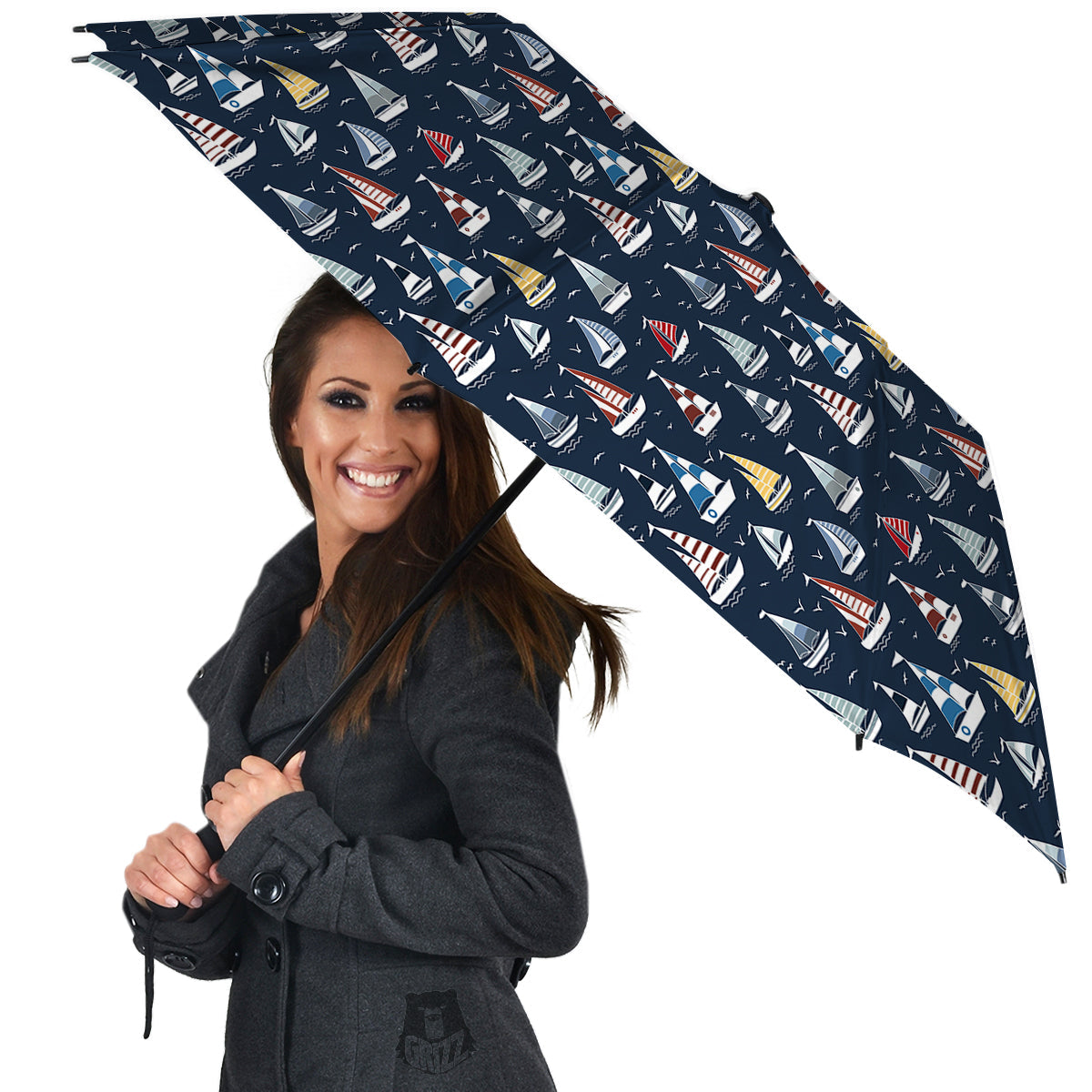 Boat On Sea Print Pattern Umbrella-grizzshop