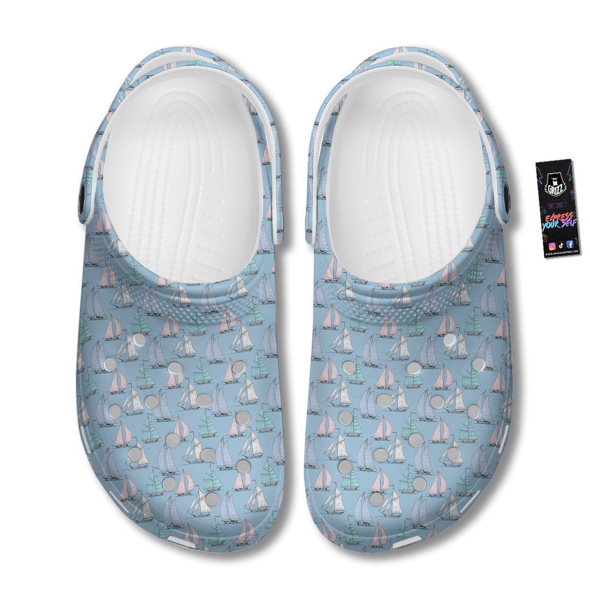 Boat Vintage Print Pattern Clog-grizzshop