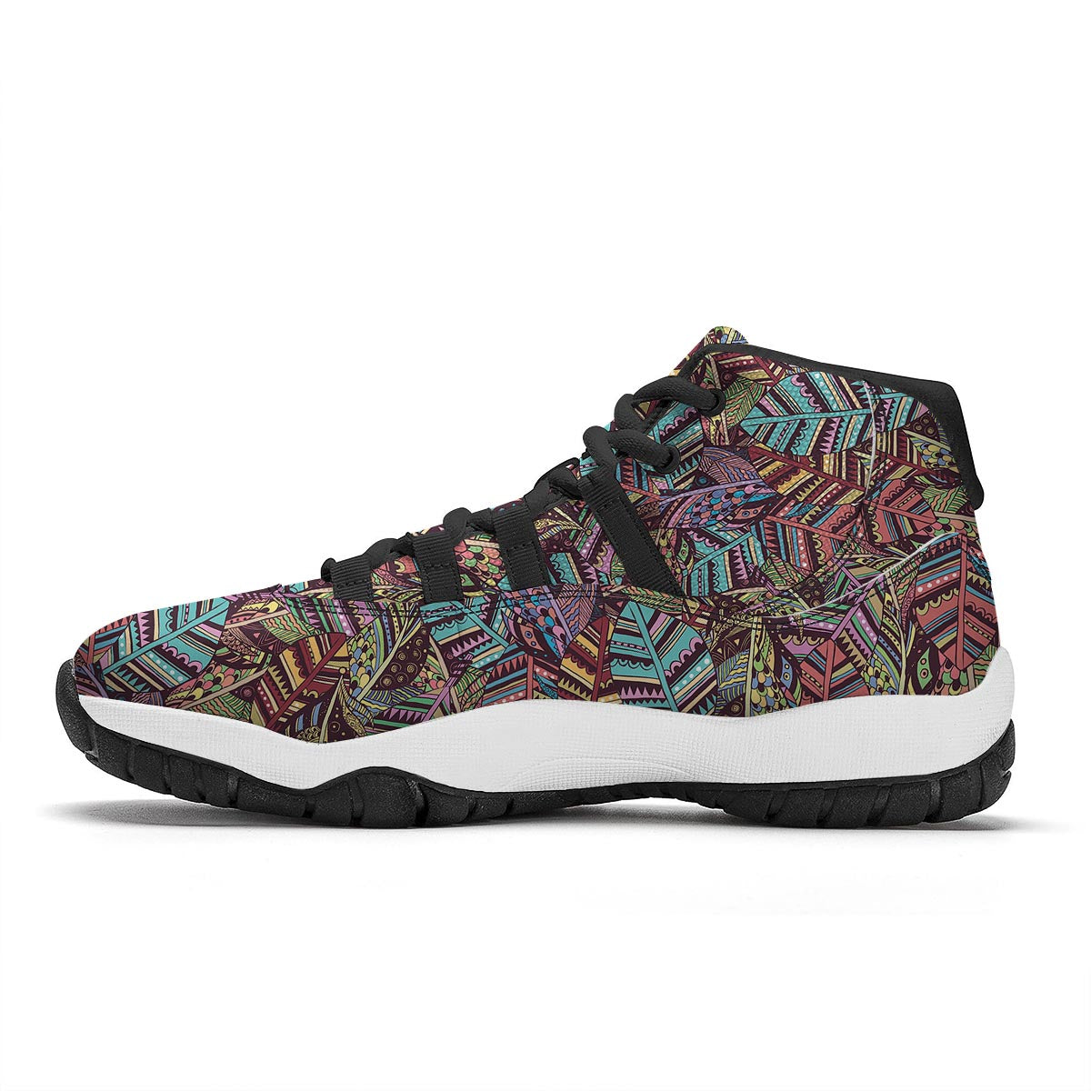 Bohemian Boho Pattern Print Black Bball Shoes-grizzshop