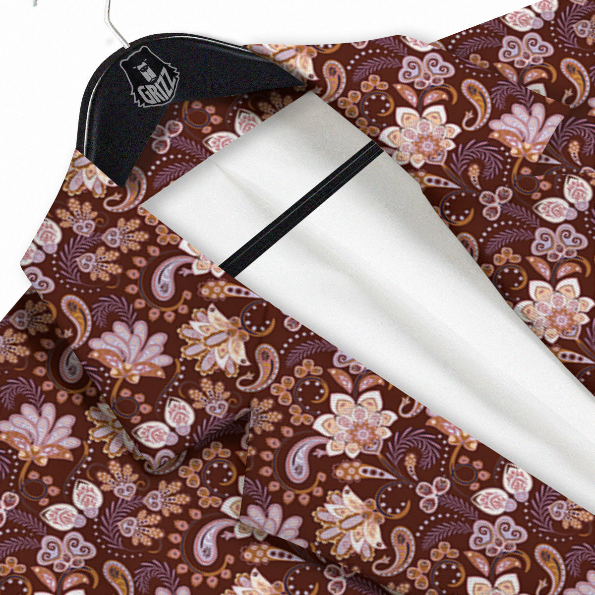 Bohemian Brown Floral Print Pattern Men's Sport Coat-grizzshop