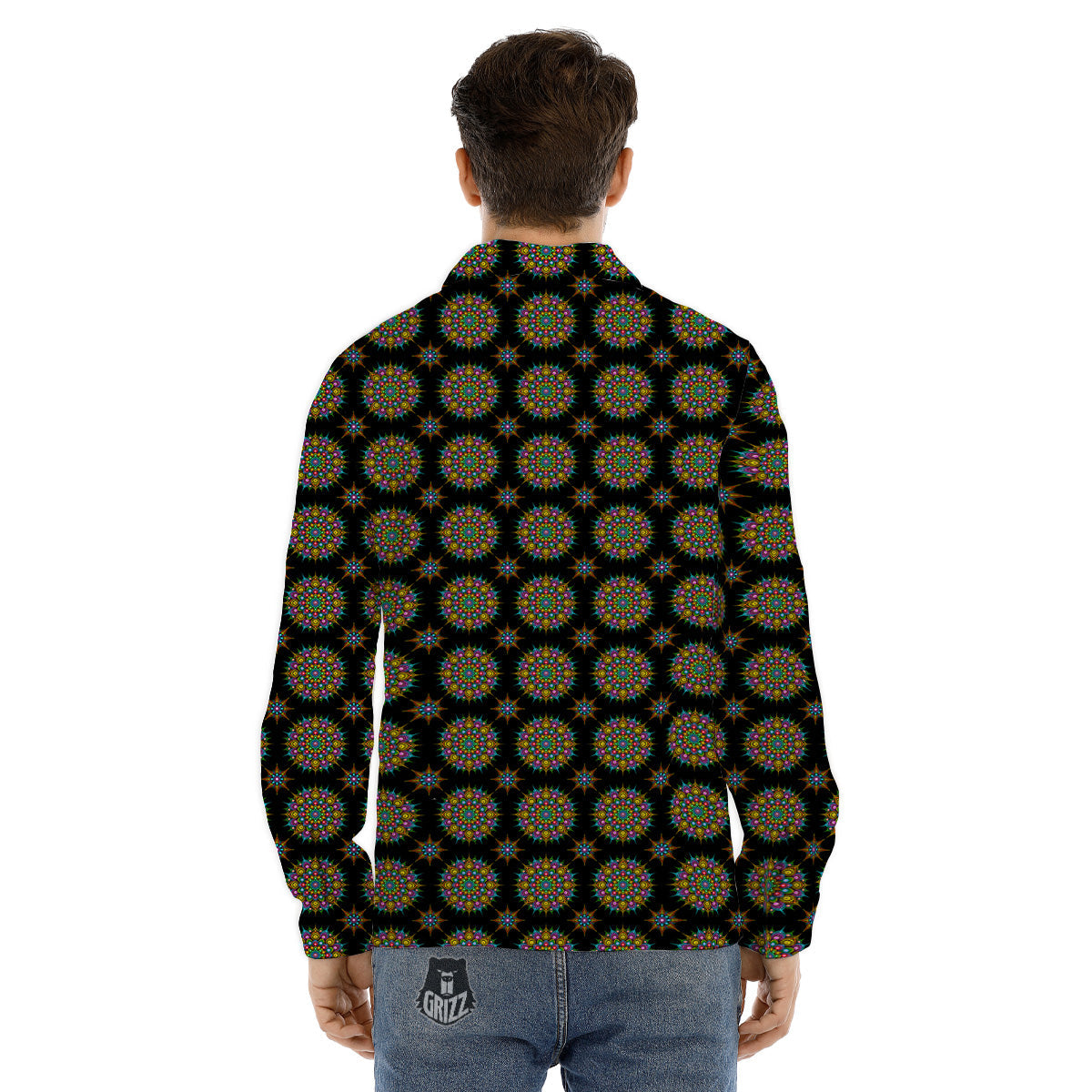Bohemian Colorful Mandala Print Pattern Men's Dress Shirts-grizzshop
