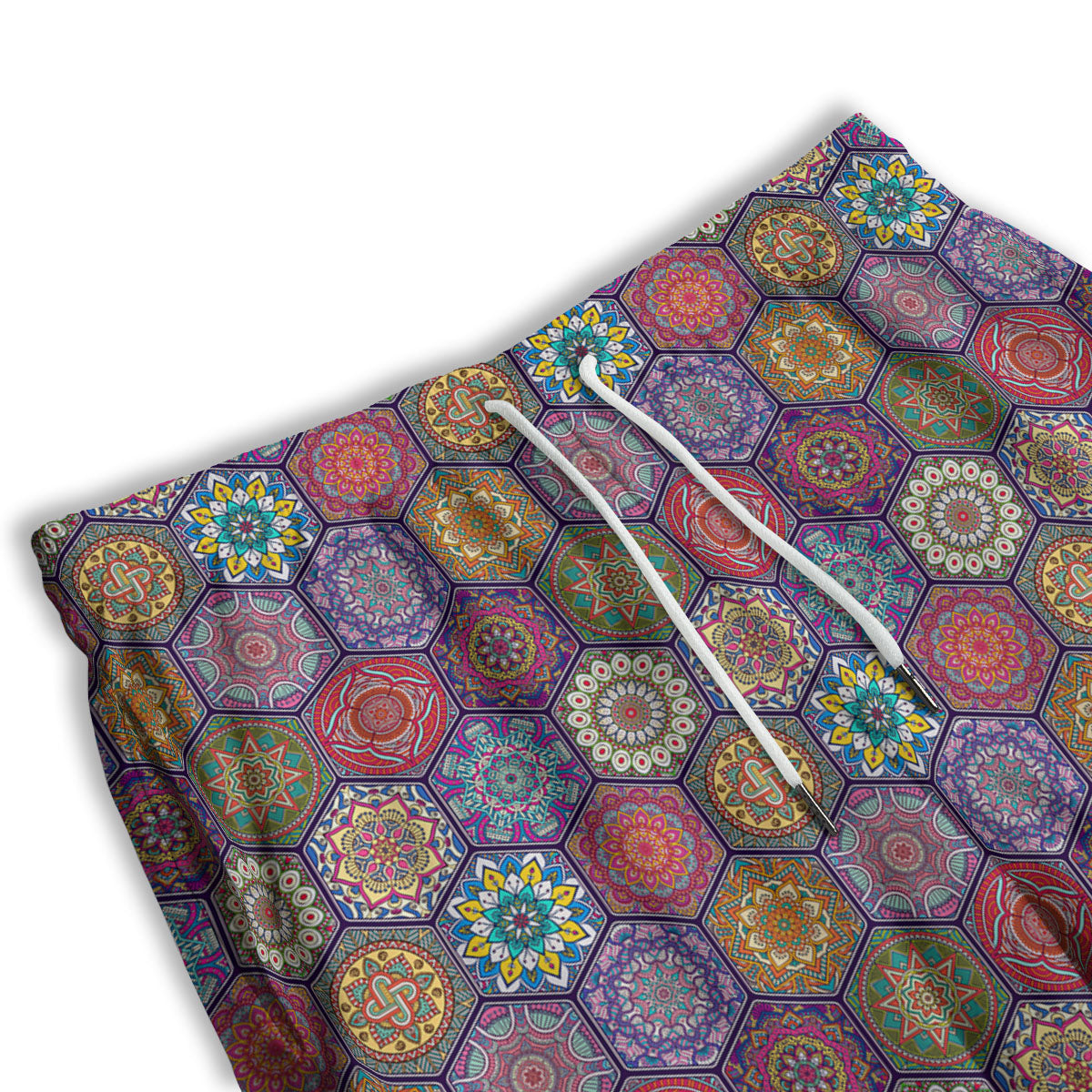Bohemian Floral Orange Print Pattern Men's Athletic Shorts